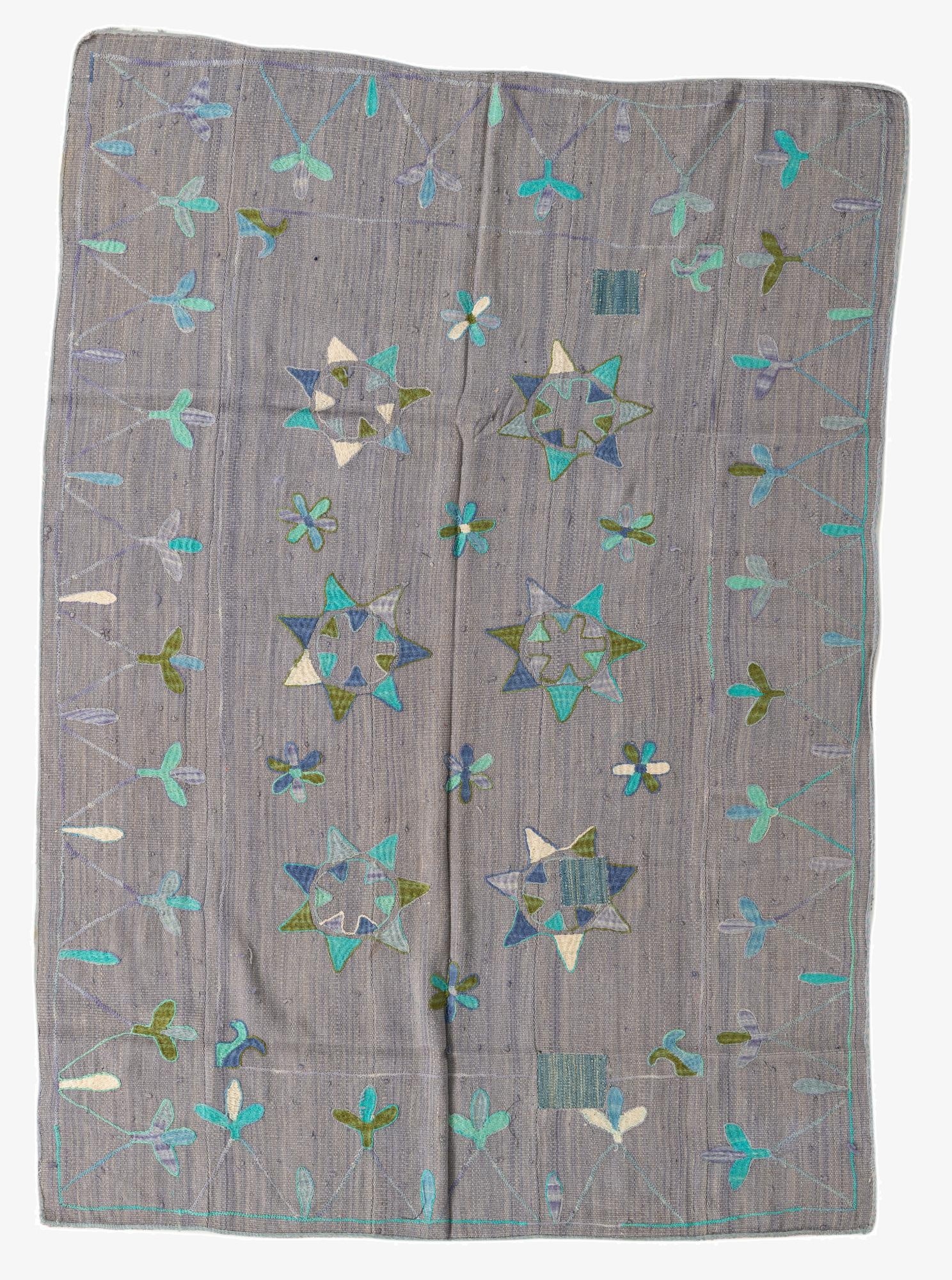  5' 5 x 7' 7  Hand Woven Kilim Suzani Wool Rug