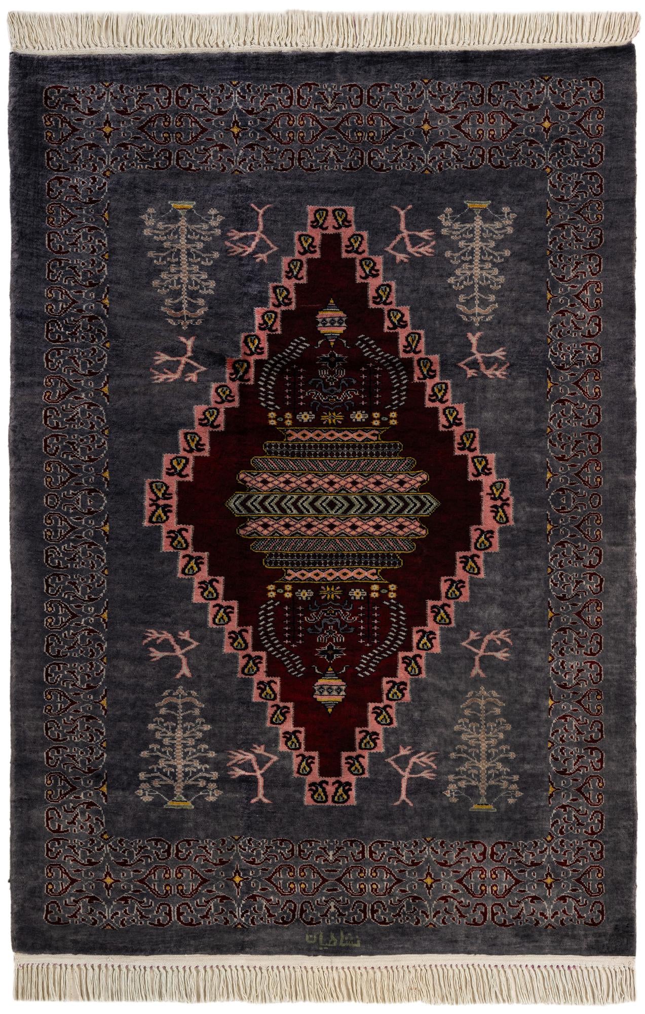  4' x 5' 10  Hand Knotted Lahour Oriental Wool Rug