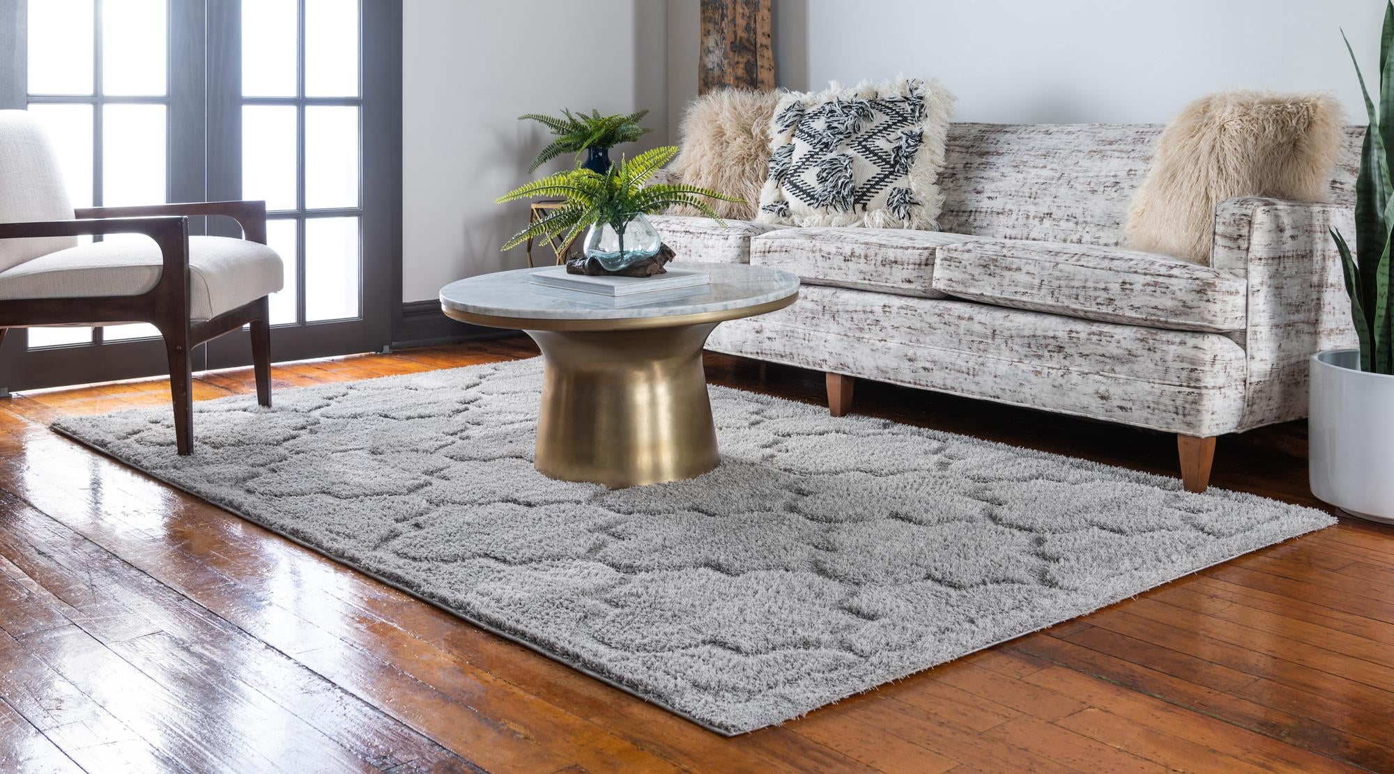 Gray 9' x 12' 2 Lattice Shag Rug