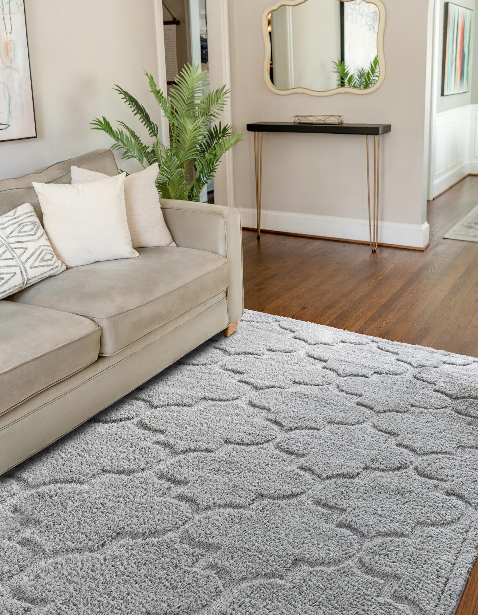Gray 9' x 12' 2 Lattice Shag Rug