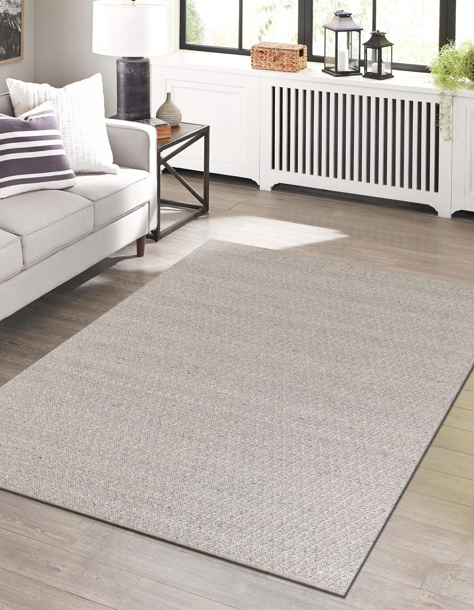Gray 9' x 12' Hand Woven Lattice Wool Rug