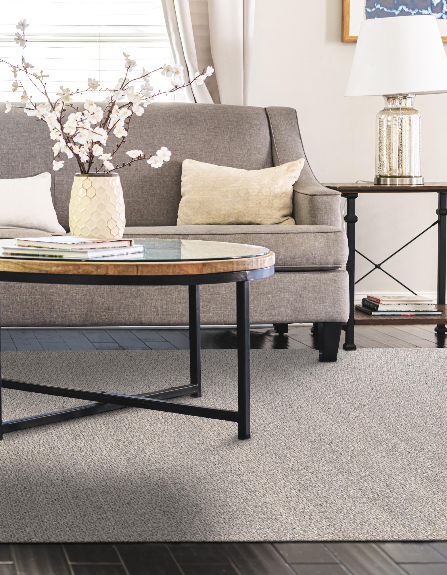 Gray 9' x 12' Hand Woven Lattice Wool Rug