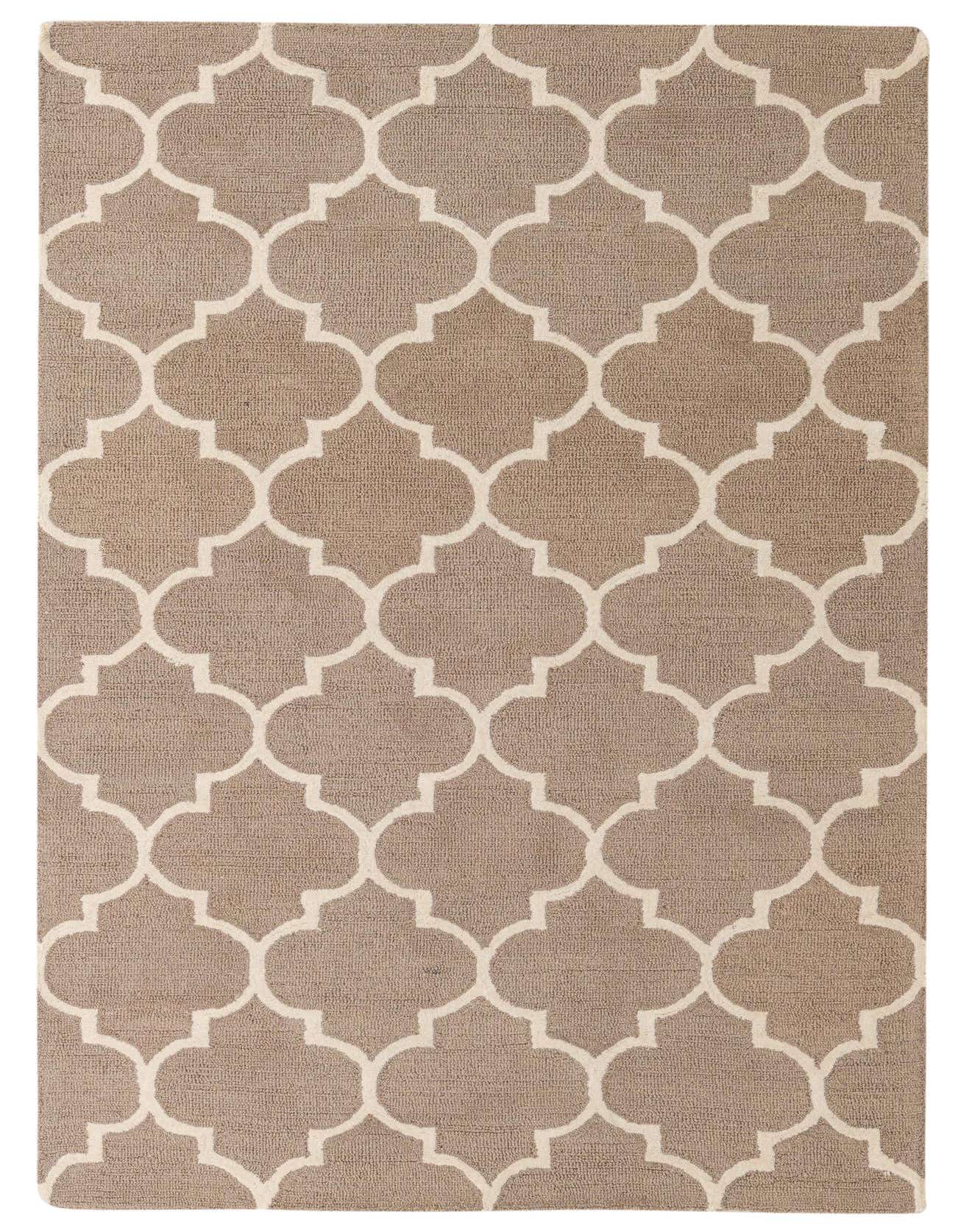 A 5x8 rectangular Luna rug by Rugs.com with a modern abstract gray and white quatrefoil pattern.
