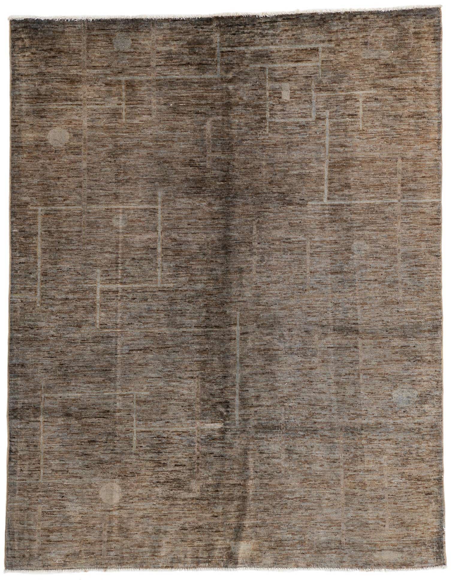A 5x8 rectangular Modern Ziegler rug featuring a textured gray and silver abstract pattern with subtle geometric lines, perfect for an indoor living space.