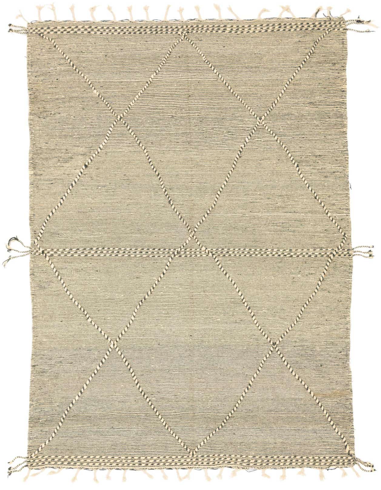A 7x10 rectangular gray wool shag rug with a tribal diamond pattern and fringe, suitable for a living room.