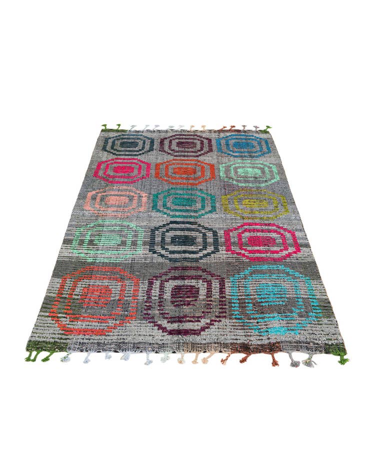 Detail image of  5' 1 x 7'  Hand Knotted Moroccan Wool Rug