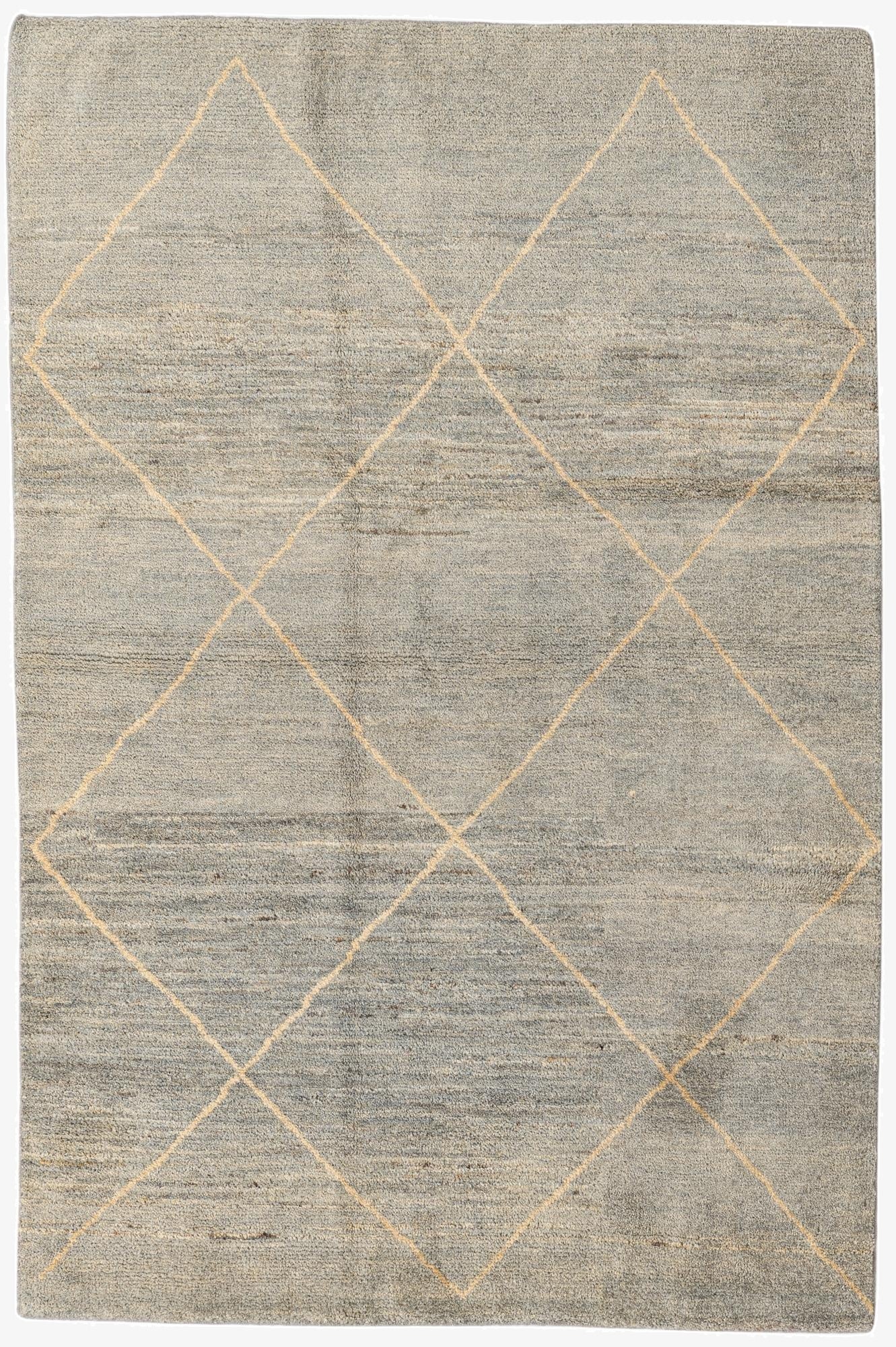  4' 6 x 6' 9  Hand Knotted Moroccan Wool Rug