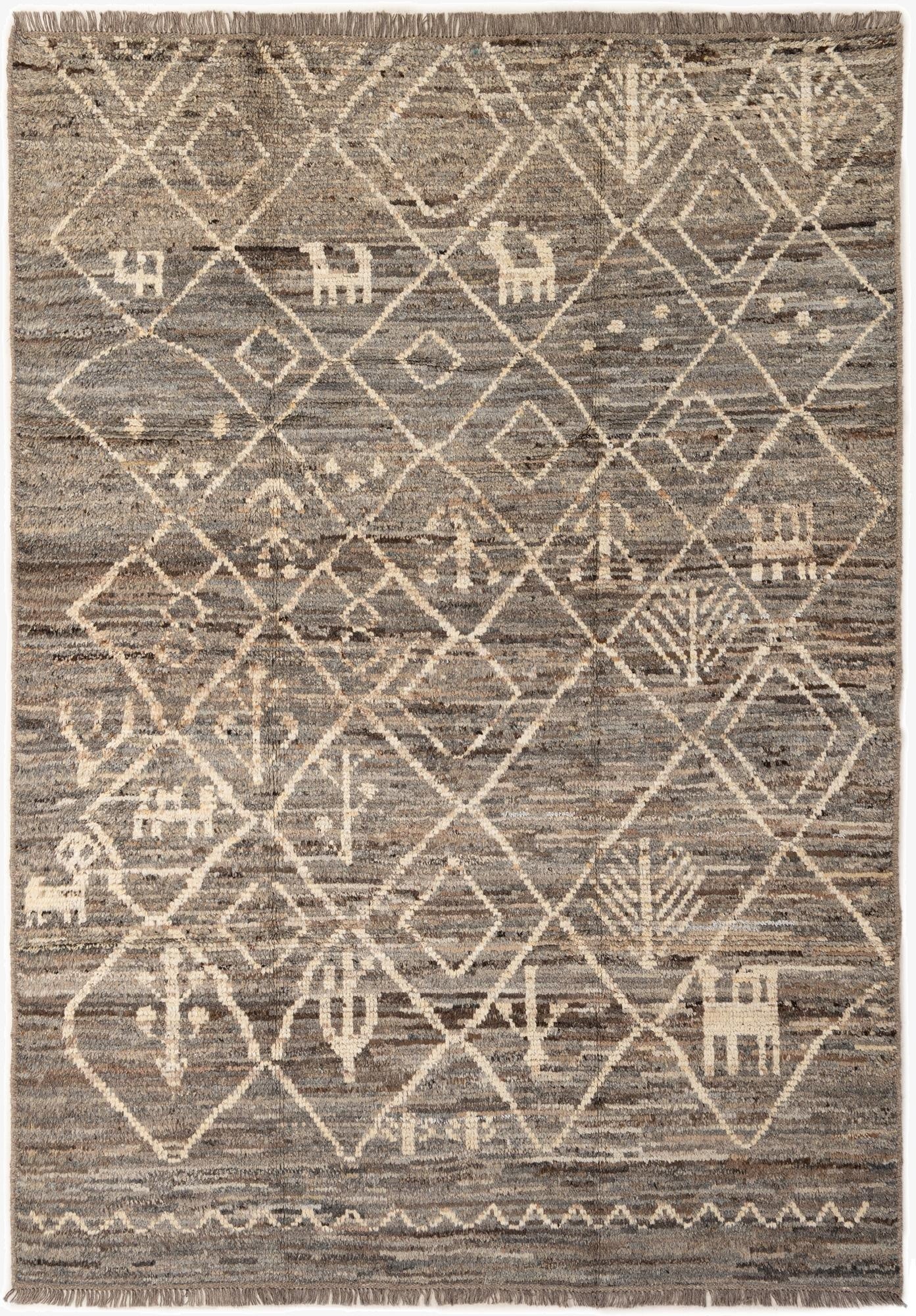  6' 10 x 9' 8  Hand Knotted Moroccan Wool Rug