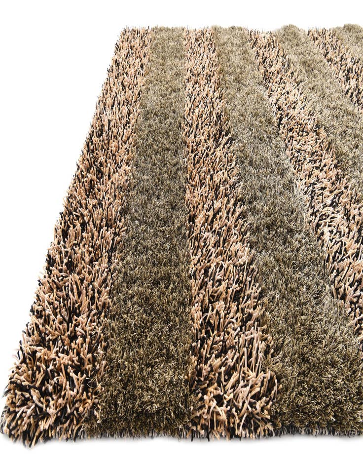 Detail image of  5' x 6' 7  Hand Knotted Multi-Tone Shag Rug