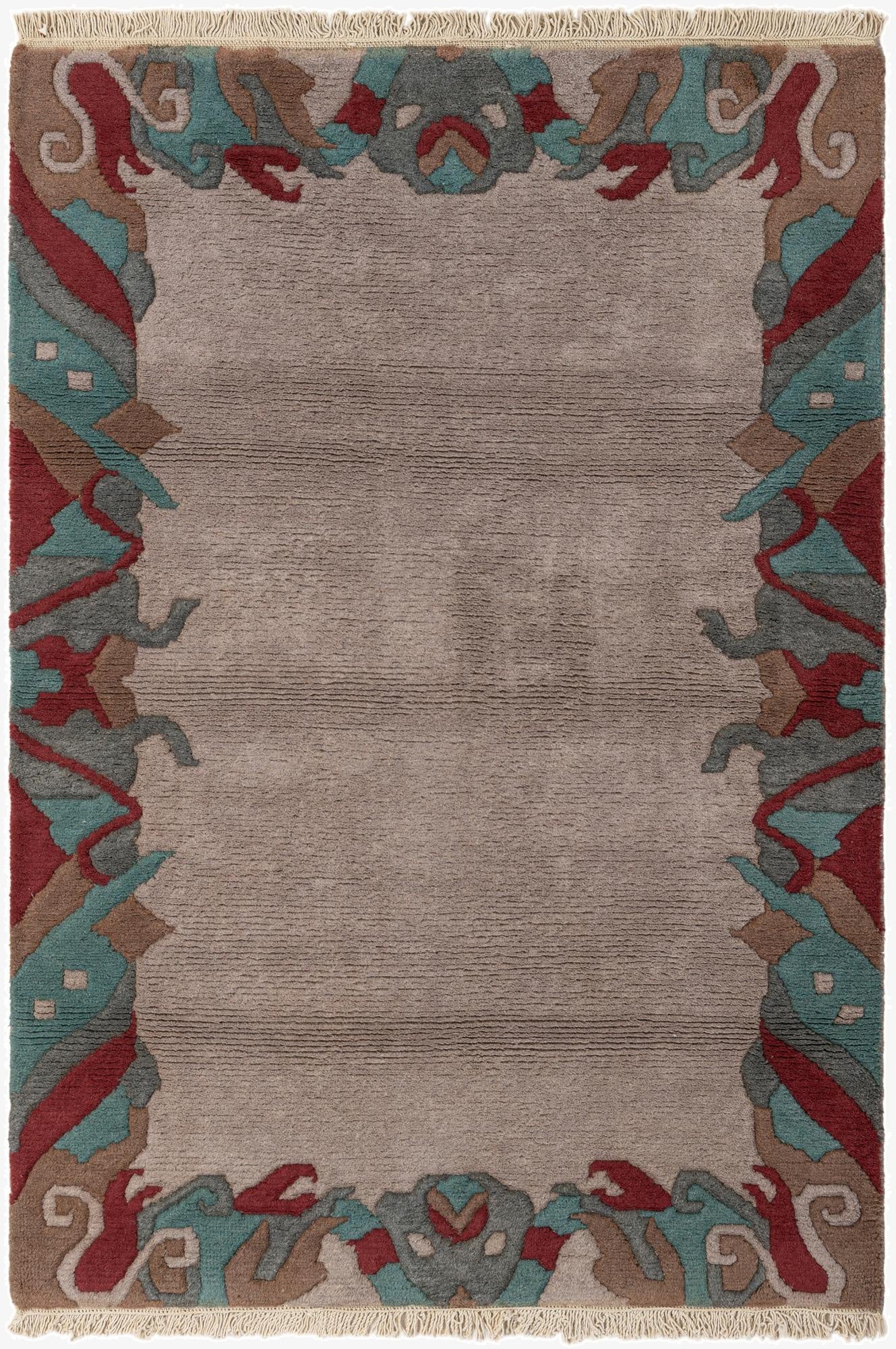  4' 2 x 5' 11  Hand Knotted Nepal Wool Rug