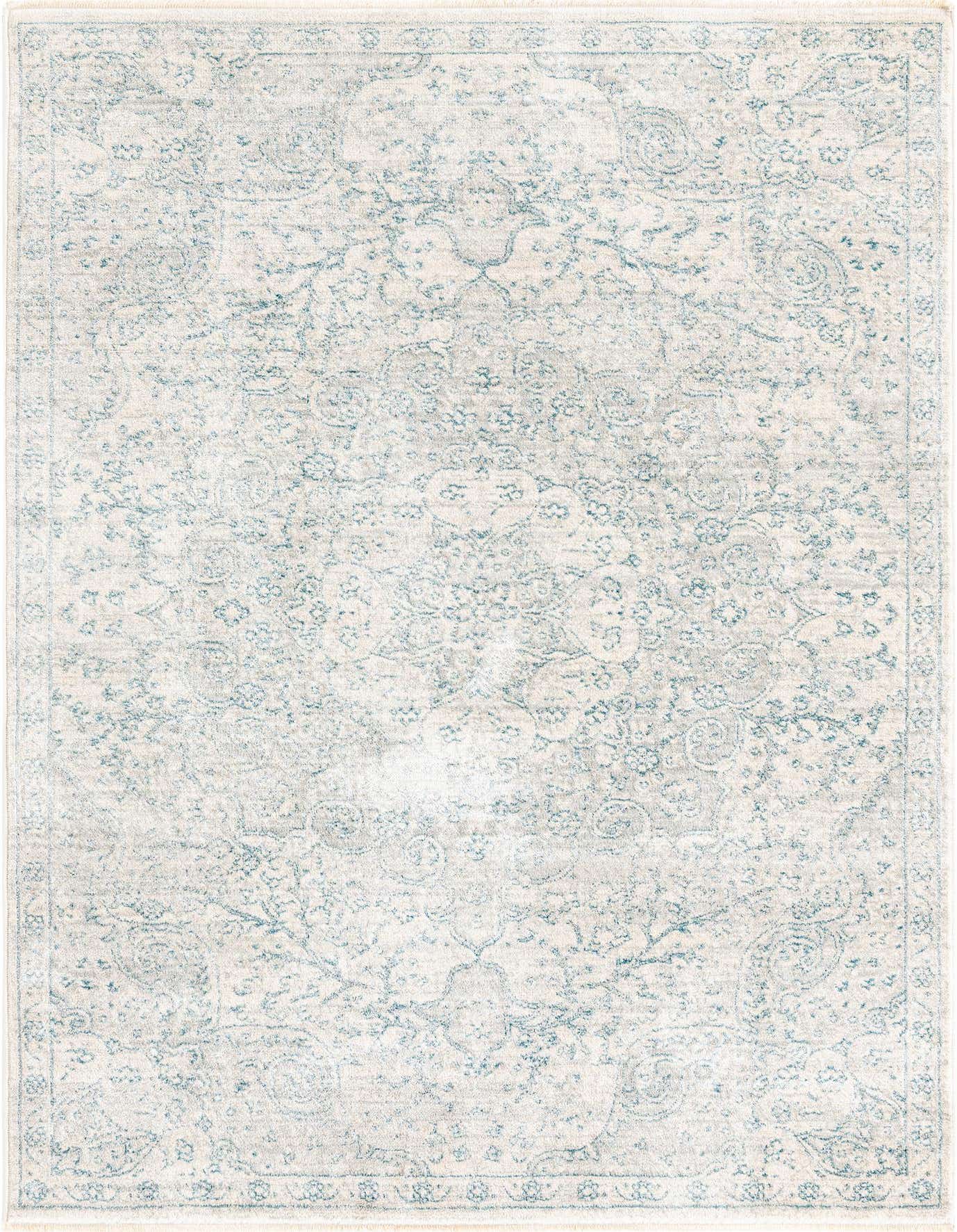A 2x3 rectangular gray and silver oriental rug with a distressed traditional medallion pattern, ideal for an entryway.