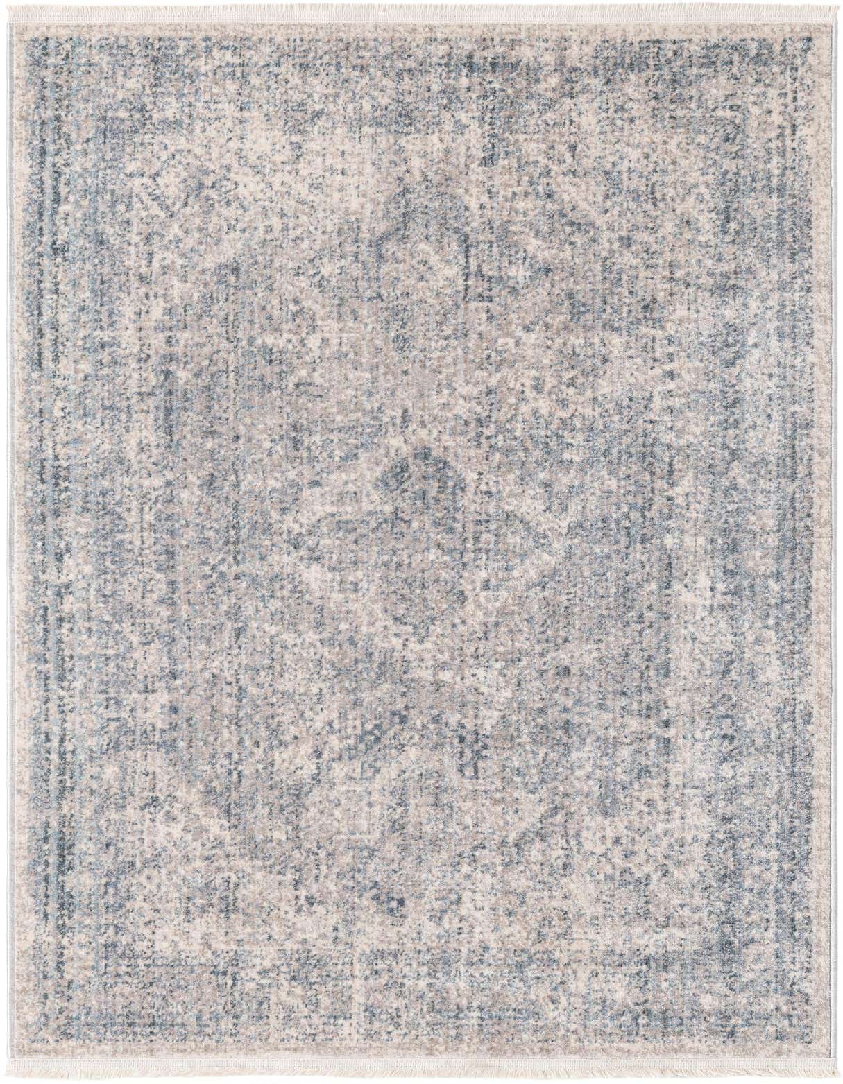 A 3x5 rectangular Noble collection rug by Rugs.com with a faded gray and silver transitional medallion pattern.