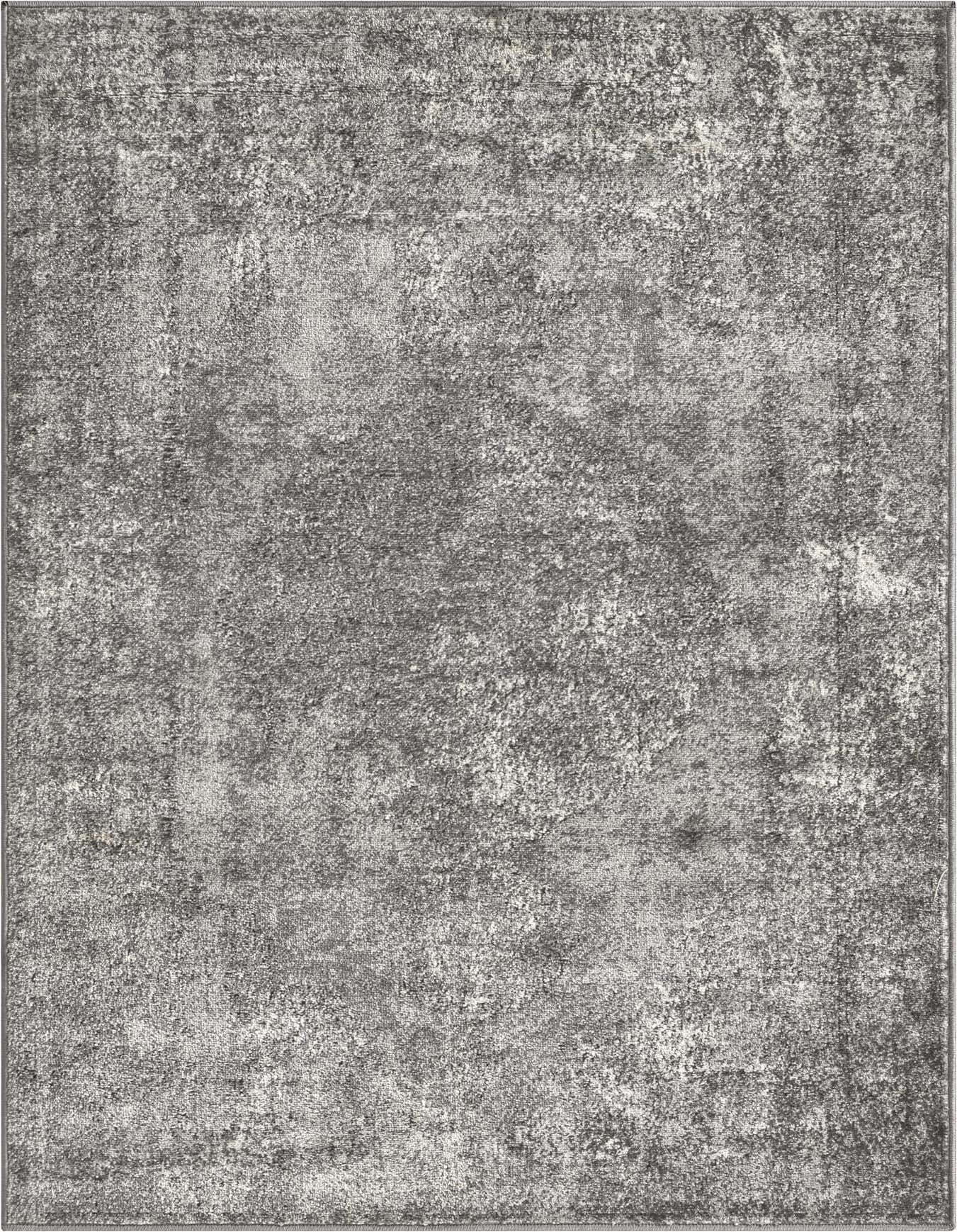 A 4x6 rectangular gray shabby-chic area rug with a textured, vintage-inspired pattern, ideal for a living room.