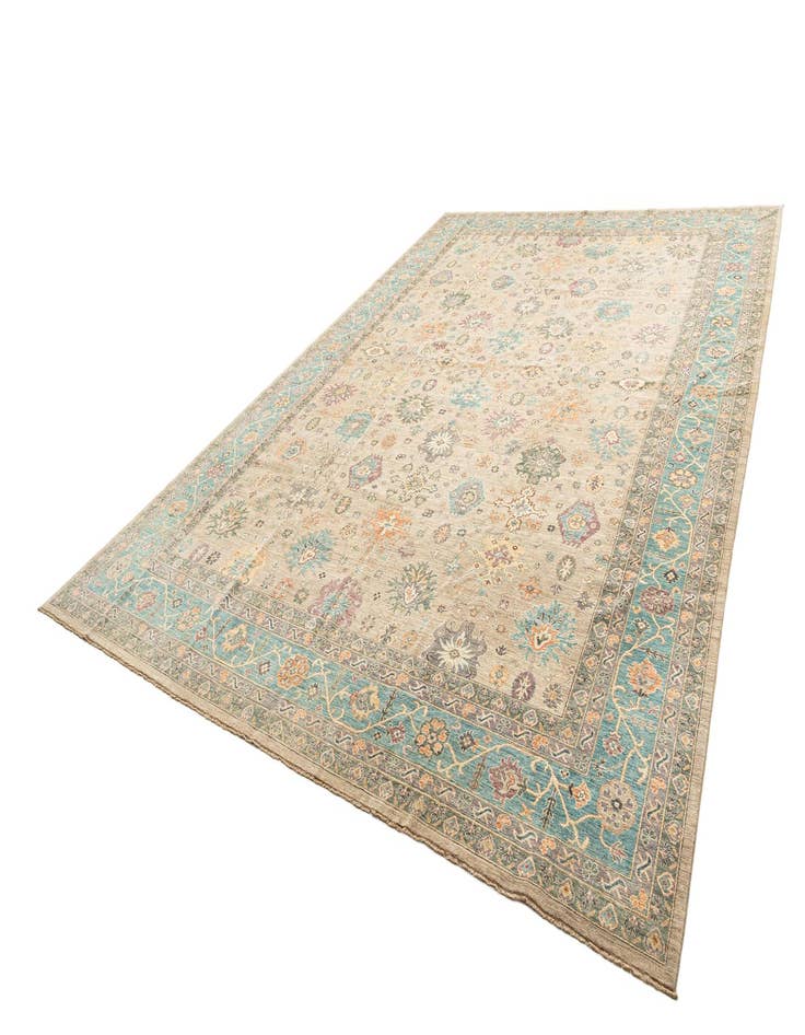 Detail image of  13' 1 x 19' 2  Hand Knotted Oushak Rug