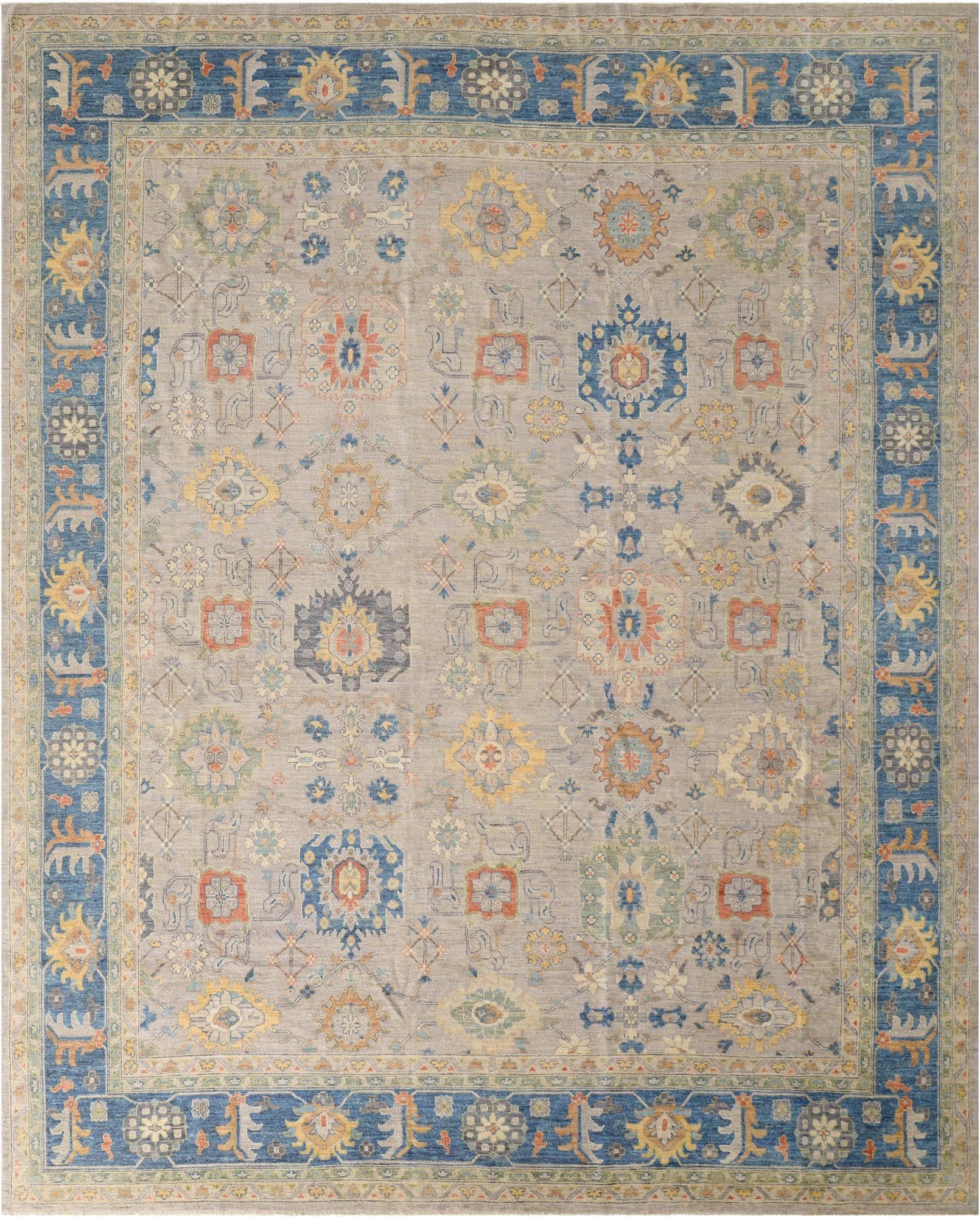  12' x 14' 9  Hand Knotted Oushak Wool Rug