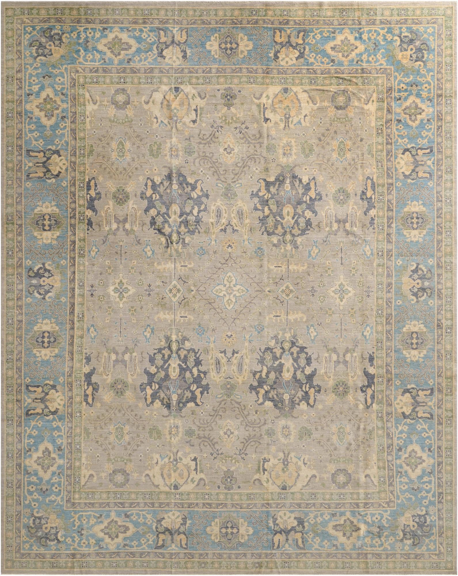  11' 11 x 14' 11  Hand Knotted Oushak Wool Rug