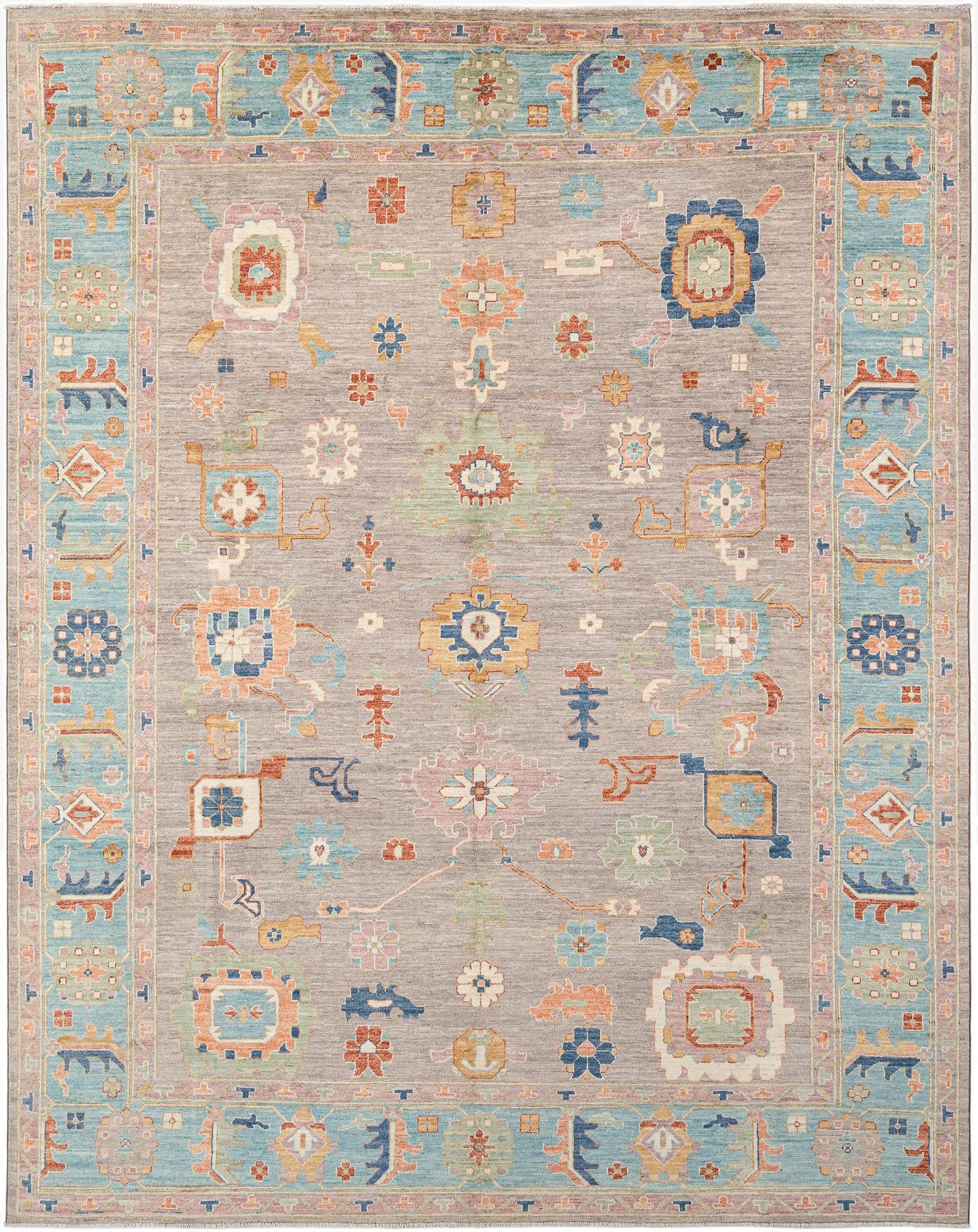  9' 1 x 11' 5  Hand Knotted Oushak Rug