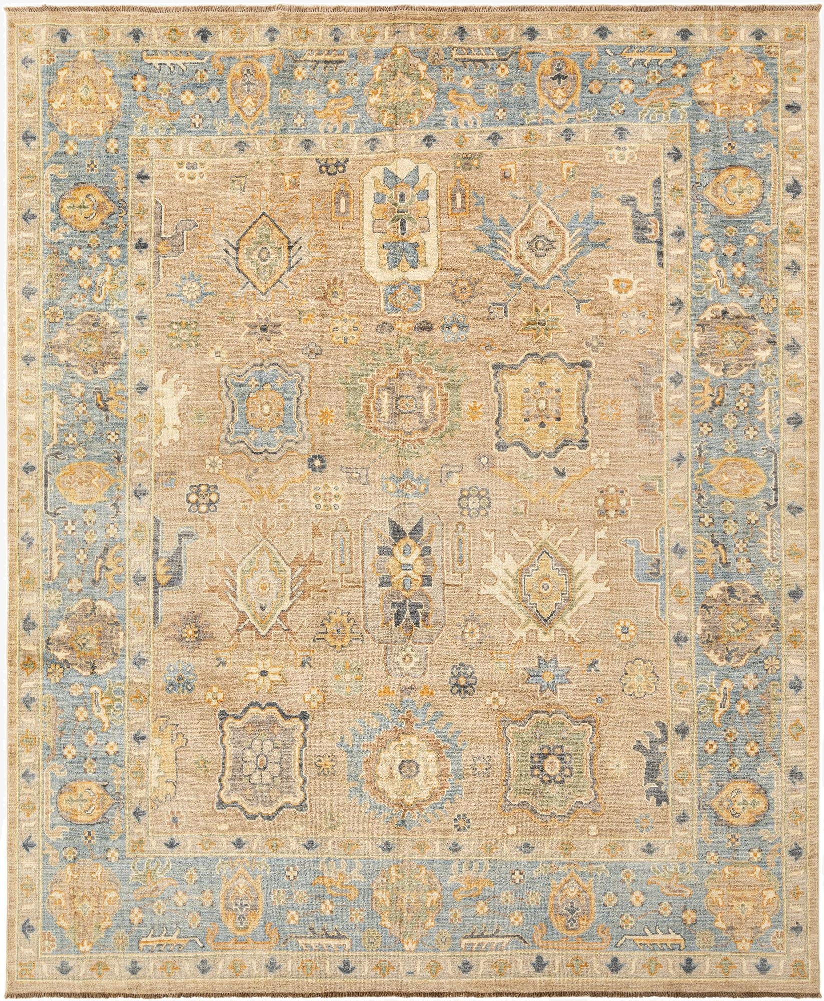  7' 11 x 9' 5  Hand Knotted Oushak Rug