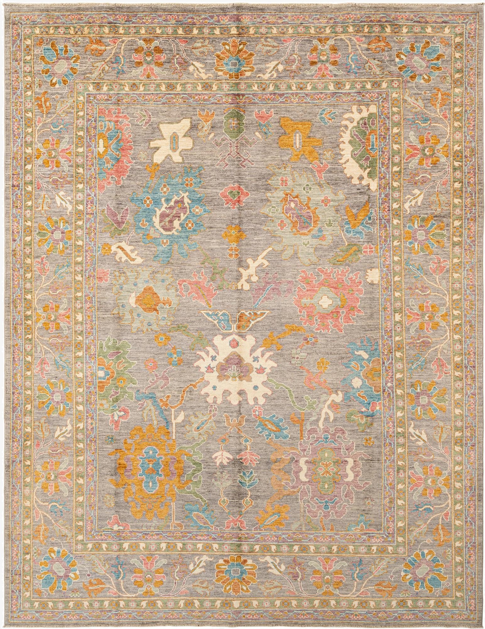  9' 1 x 11' 9  Hand Knotted Oushak Rug