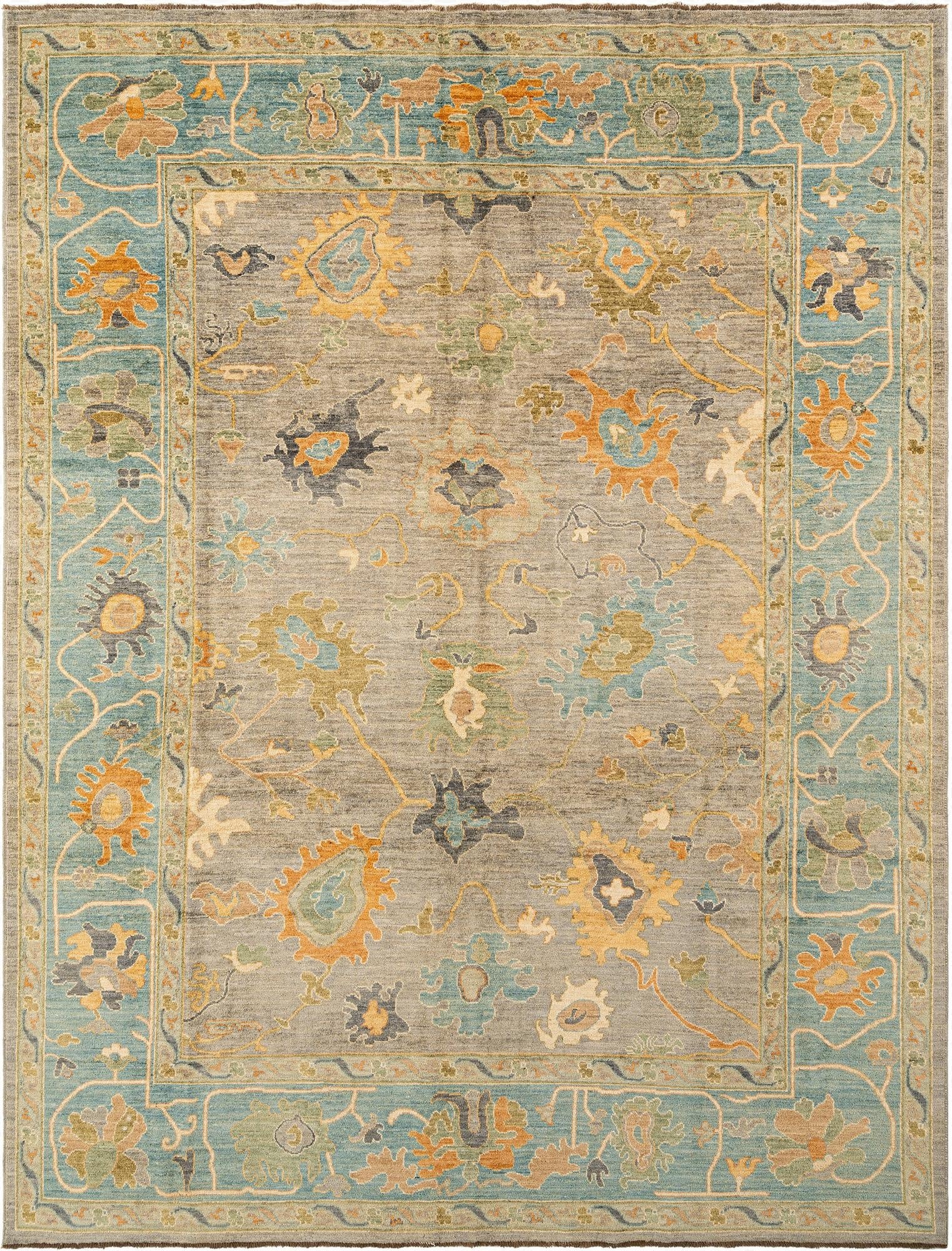  9' 1 x 11' 9  Hand Knotted Oushak Rug
