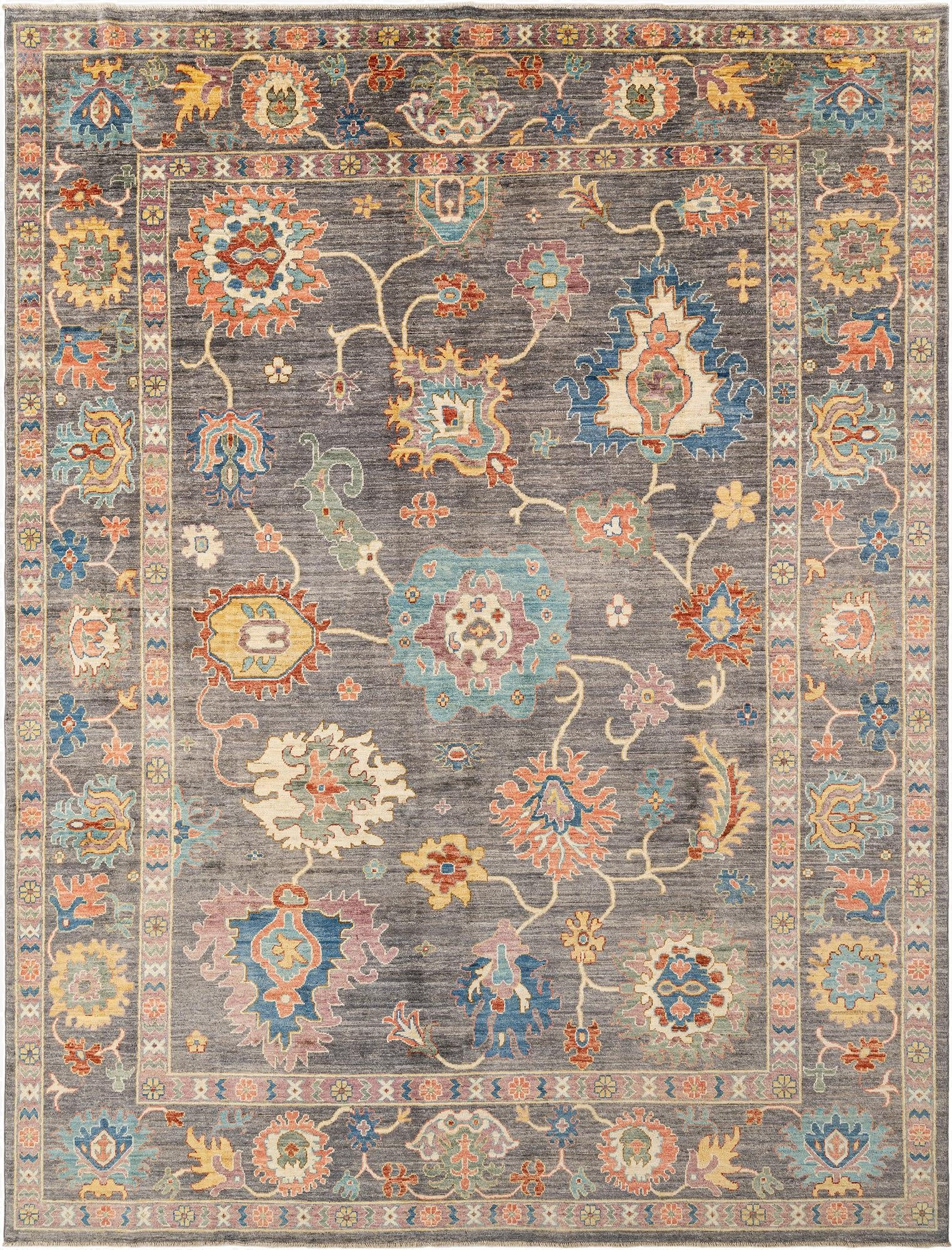  8' 11 x 12' 1  Hand Knotted Oushak Rug