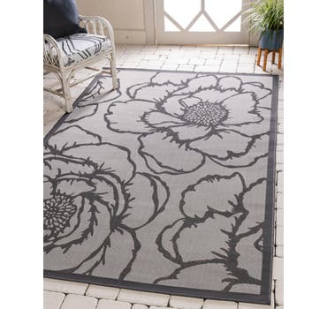 Gray 7' x 10' Botanical Indoor / Outdoor Rug | Rugs.com