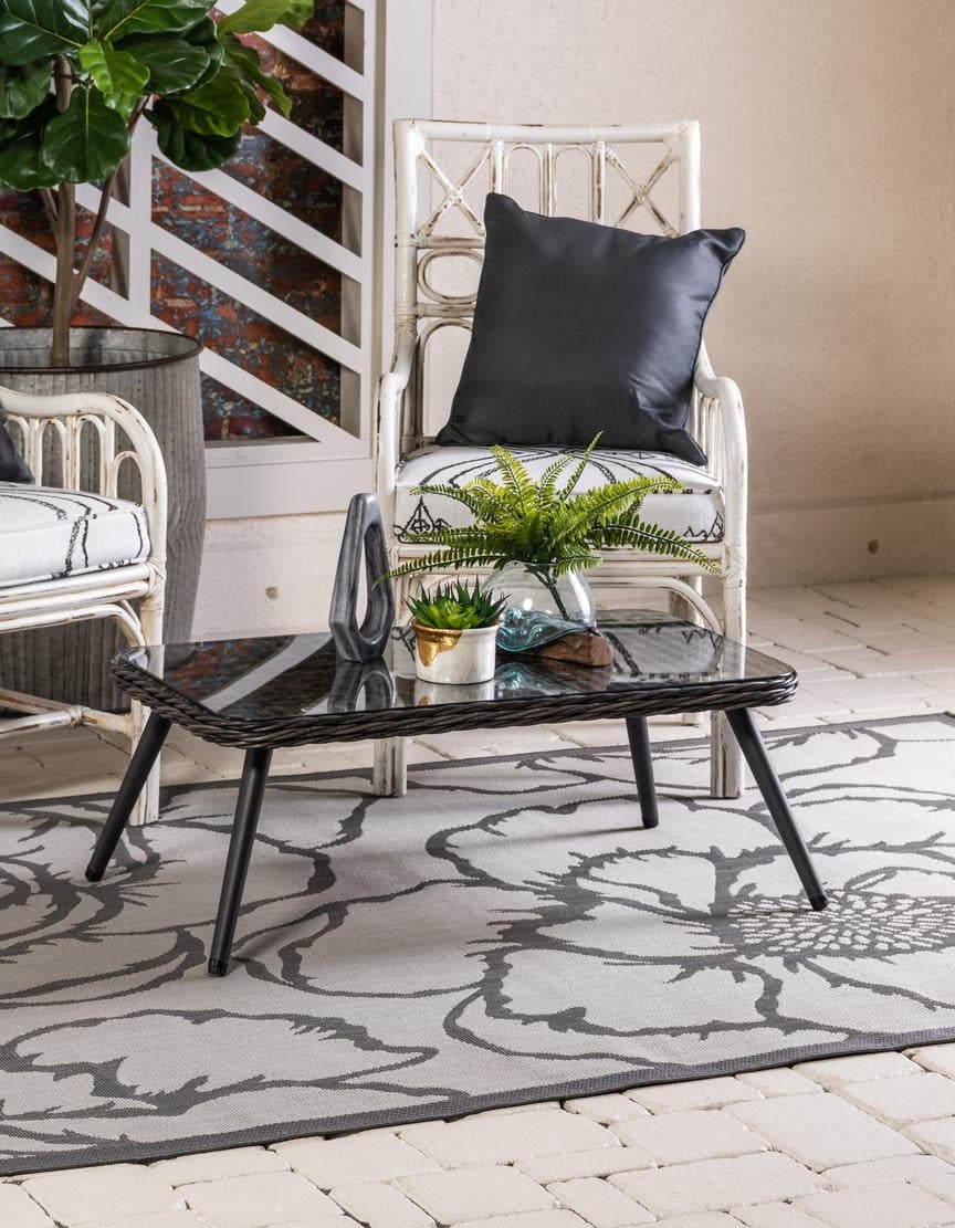 Gray 5' 3 x 8' Botanical Indoor / Outdoor Rug | Rugs.com