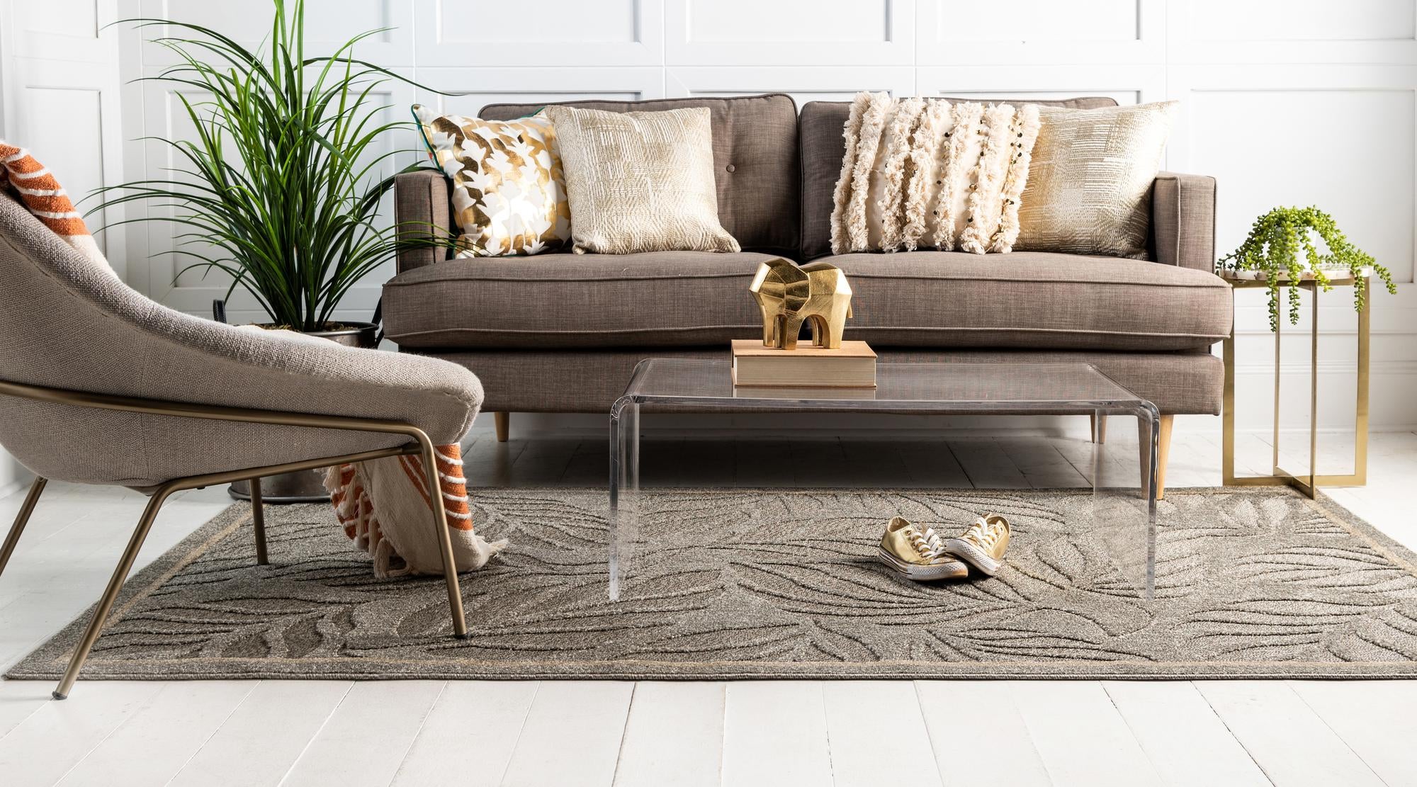 Gray 8' x 10' Botanical Indoor / Outdoor Rug | Rugs.com