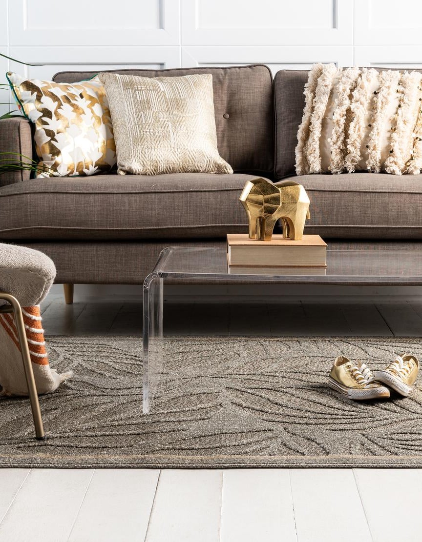 Gray 8' x 10' Botanical Indoor / Outdoor Rug | Rugs.com