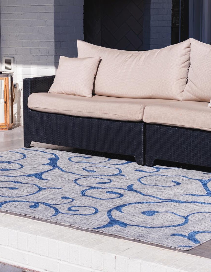 Gray 4' x 6' Botanical Indoor / Outdoor Rug | Rugs.com