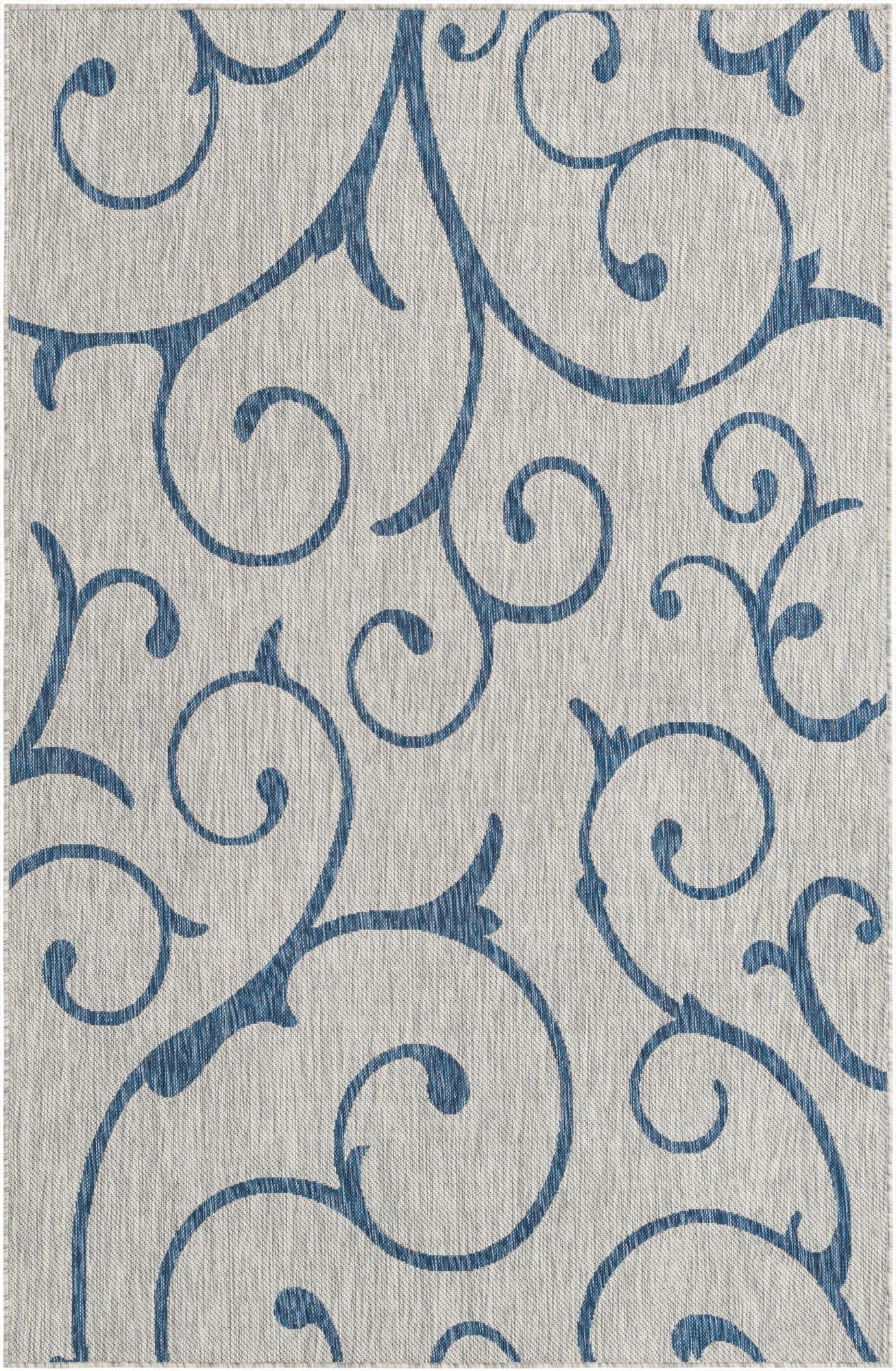  5' 3 x 8'  Washable Botanical Indoor / Outdoor Rug