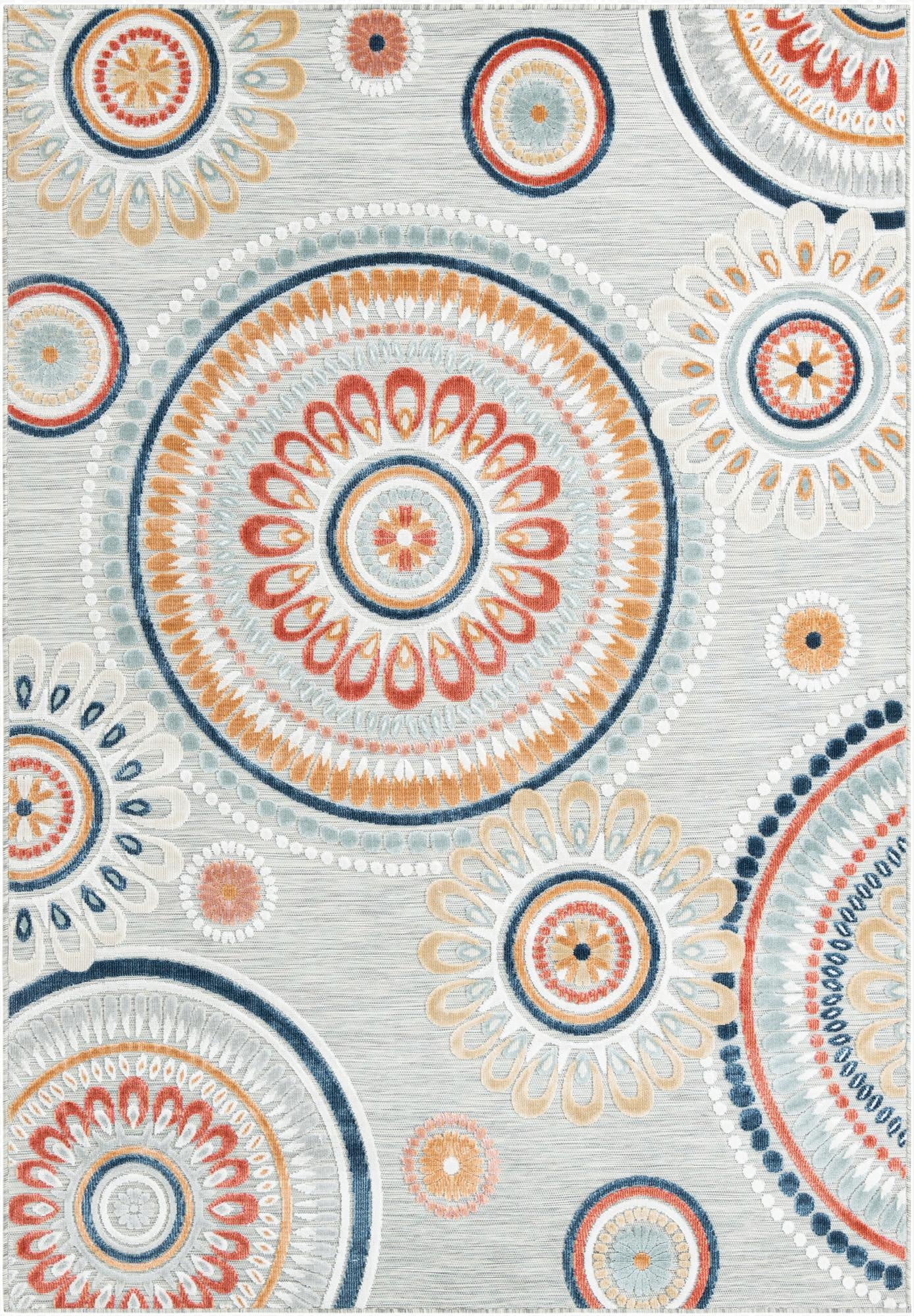  6' 4 x 9'  Washable Botanical Indoor / Outdoor Rug