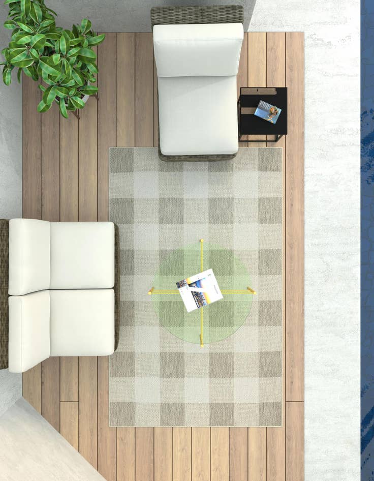 Detail image of  4' x 6'  Washable Checkered Indoor / Outdoor Rug