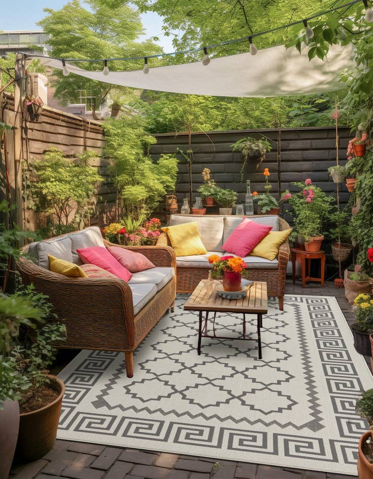 Detail image of  3' 3 x 5'  Washable Lattice Indoor / Outdoor Rug