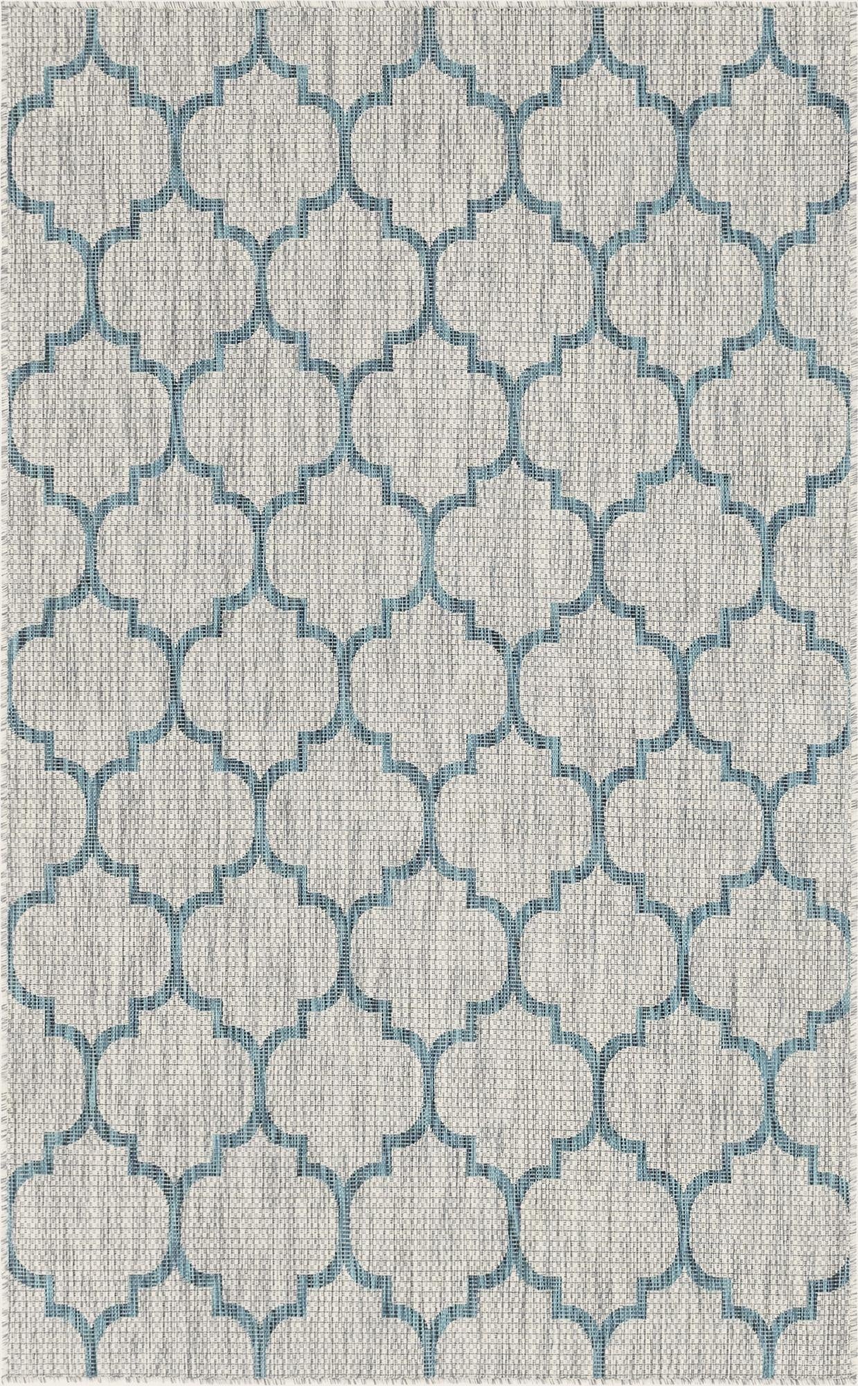  5' 3 x 8'  Washable Lattice Indoor / Outdoor Rug