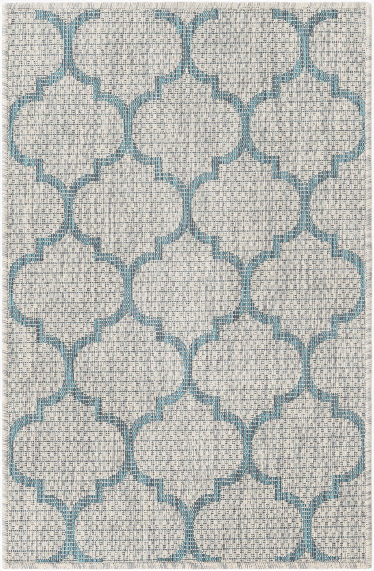  2' x 3' 1  Washable Lattice Indoor / Outdoor Rug