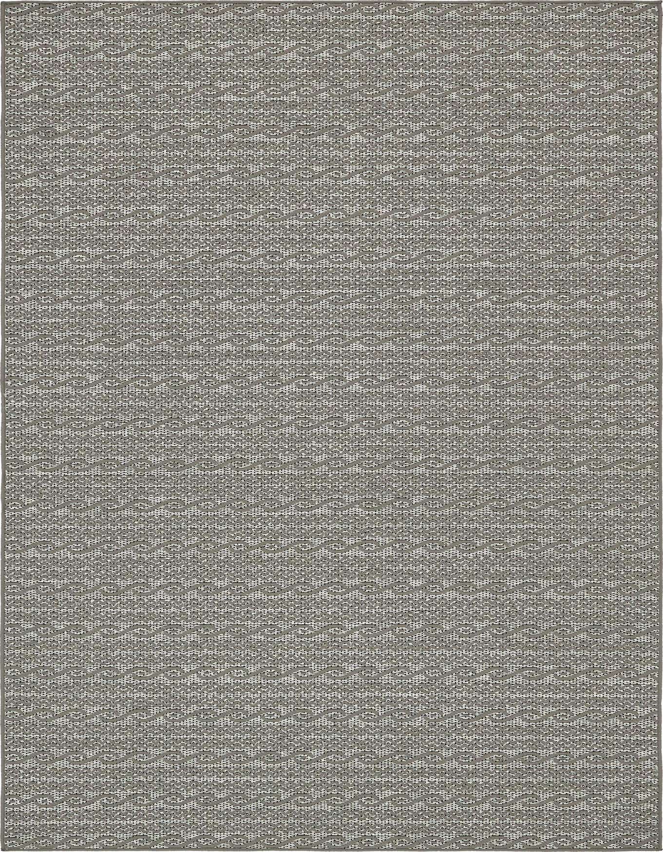 A 6x9 rectangular gray and silver transitional flatweave rug with a subtle textured pattern, suitable for indoor or outdoor use.