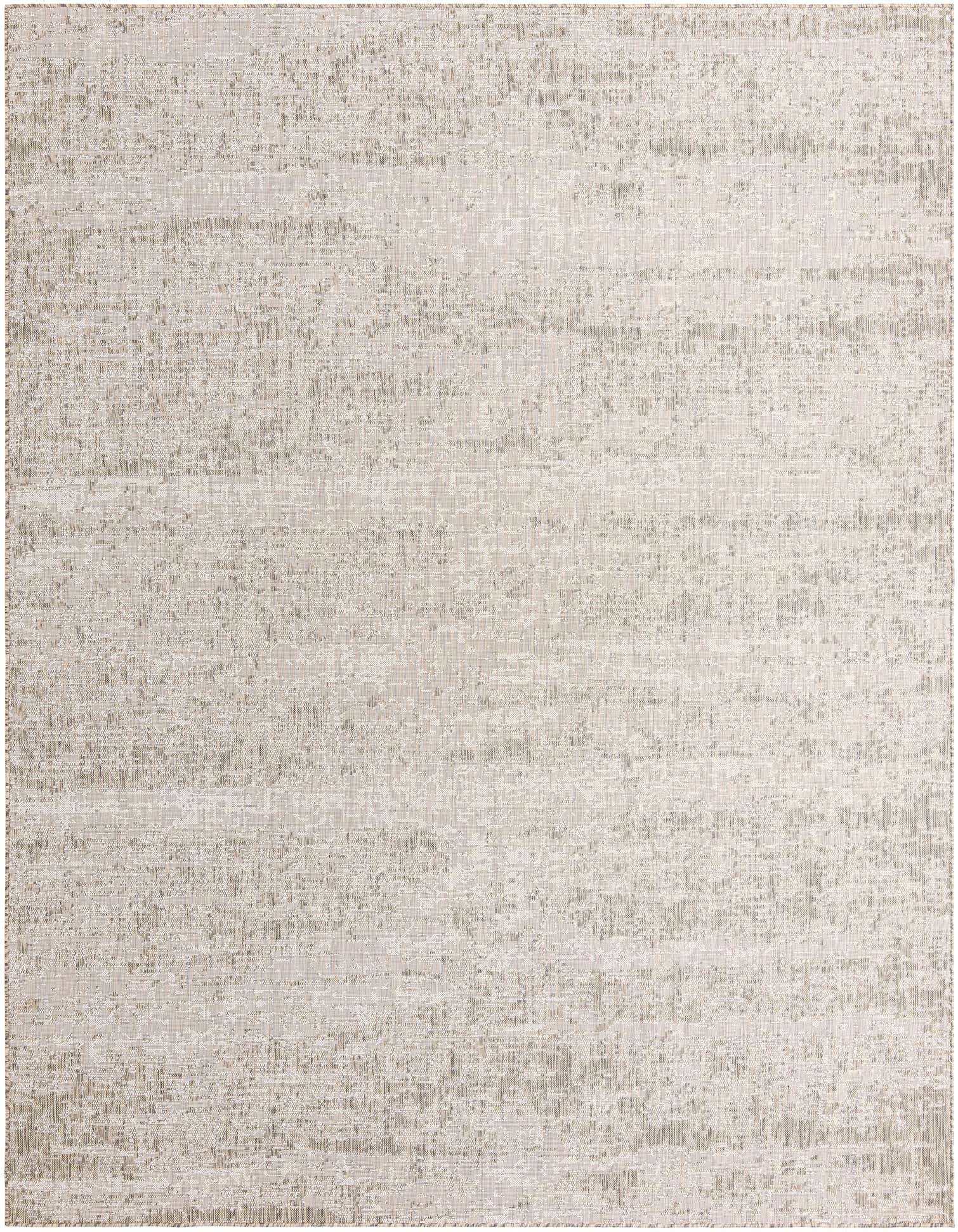 A 9x12 rectangular gray and silver indoor/outdoor rug with a subtle textured, flatweave pattern.