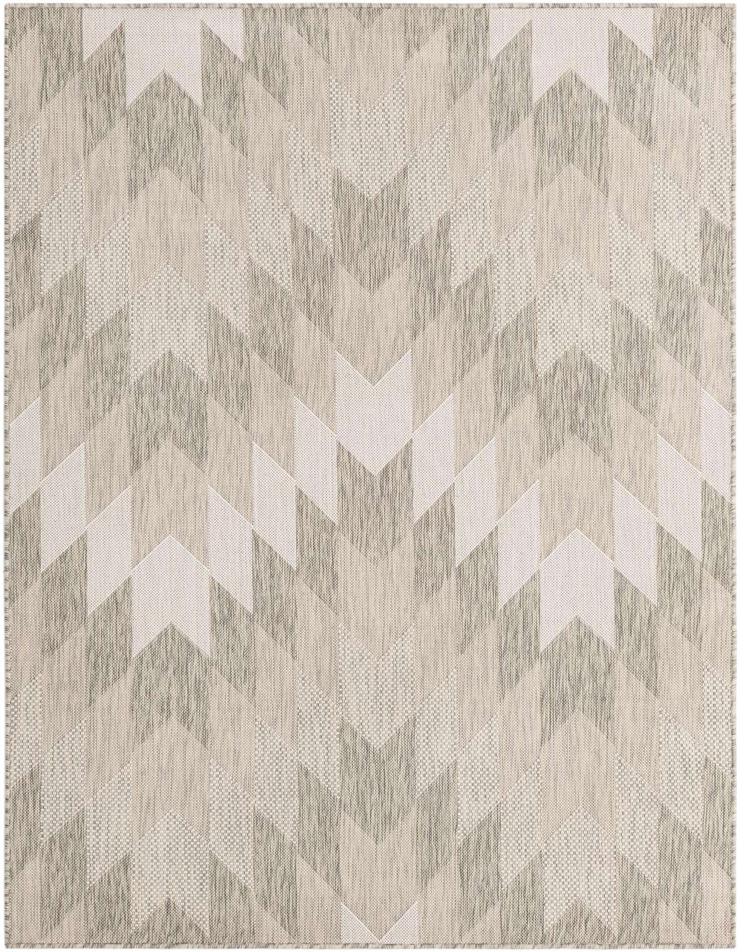 A 5x7 rectangular gray and silver tribal pattern indoor/outdoor rug with a flatweave texture.