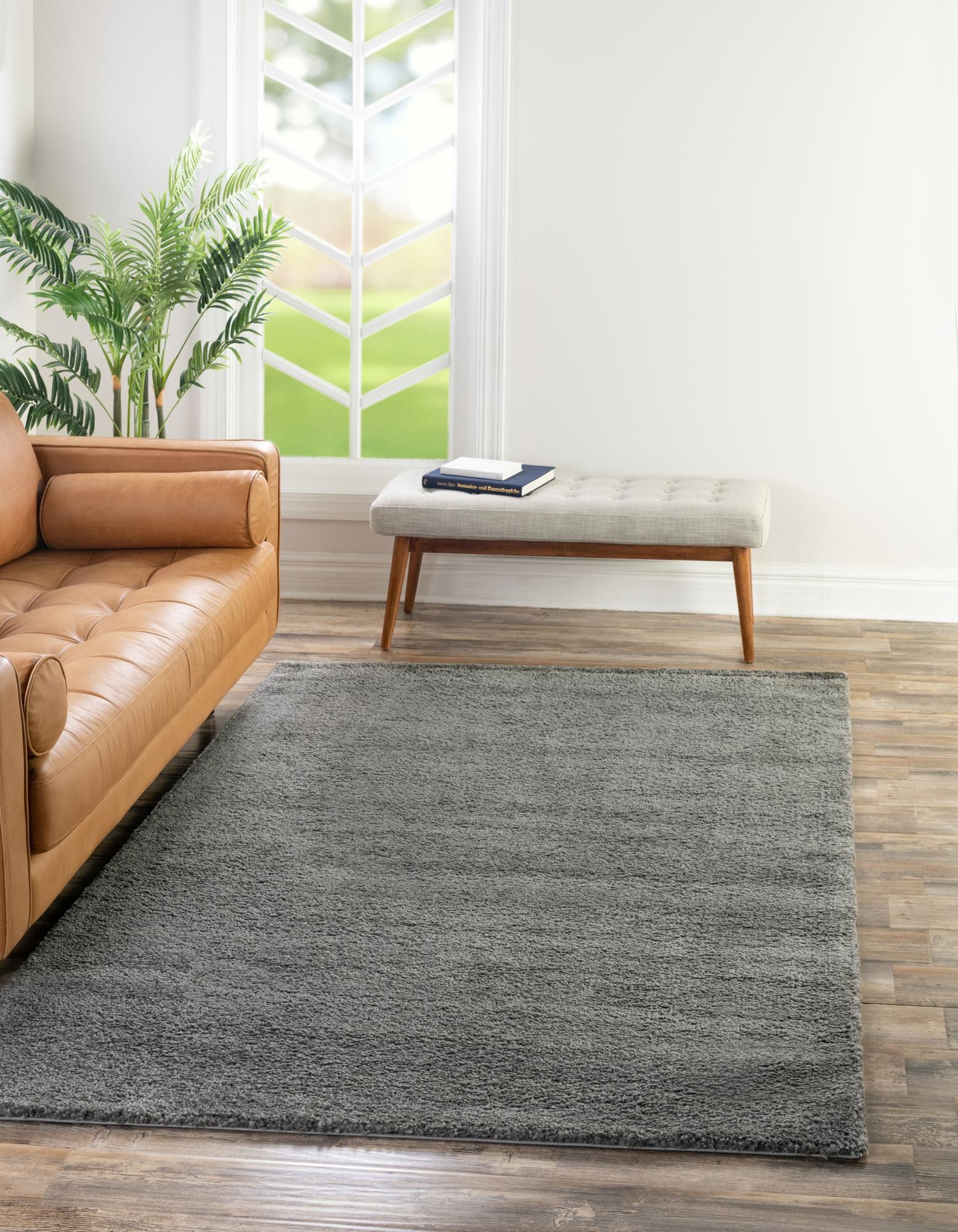 Gray 7' 10 x 11' Solid Frieze Rug | Rugs.com