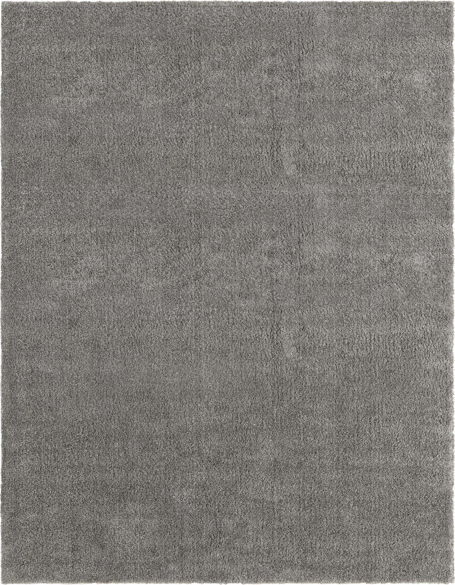 A soft, textured 8x10 rectangular gray area rug, perfect for a modern living room or office.