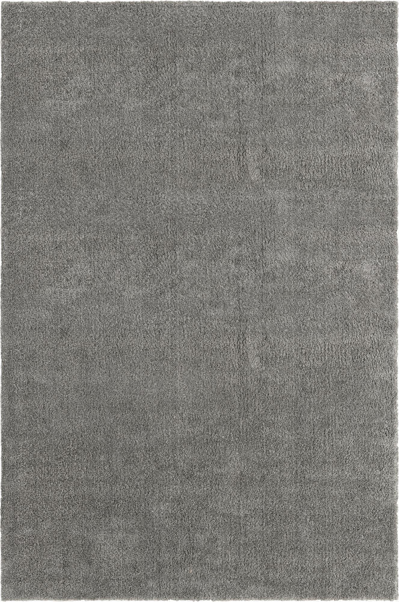 A 2x3 rectangular gray Solid Frieze rug with a textured, minimalist pile, perfect for an indoor living space.