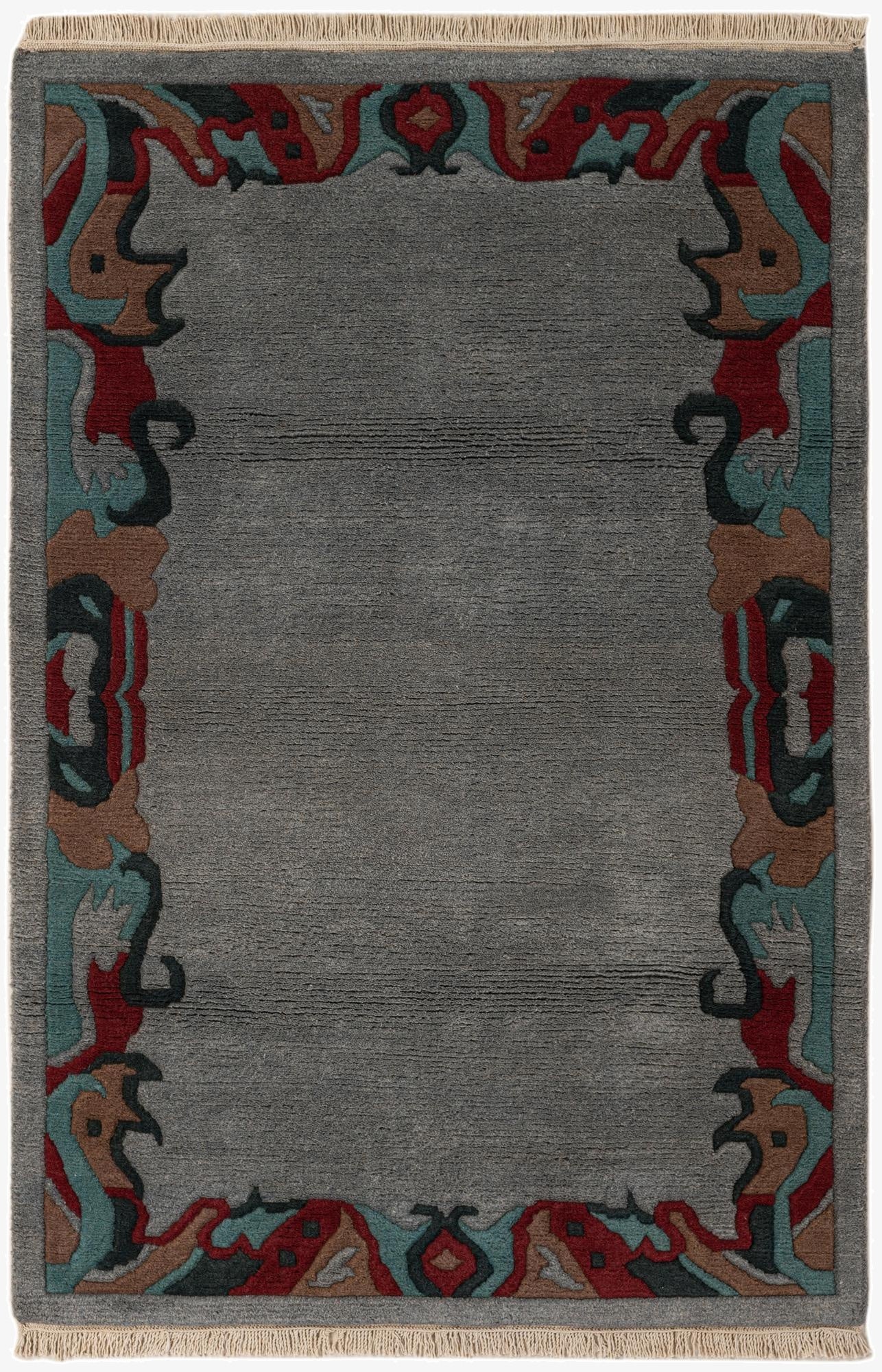  4' 3 x 6' 1  Hand Knotted Tibet Wool Rug