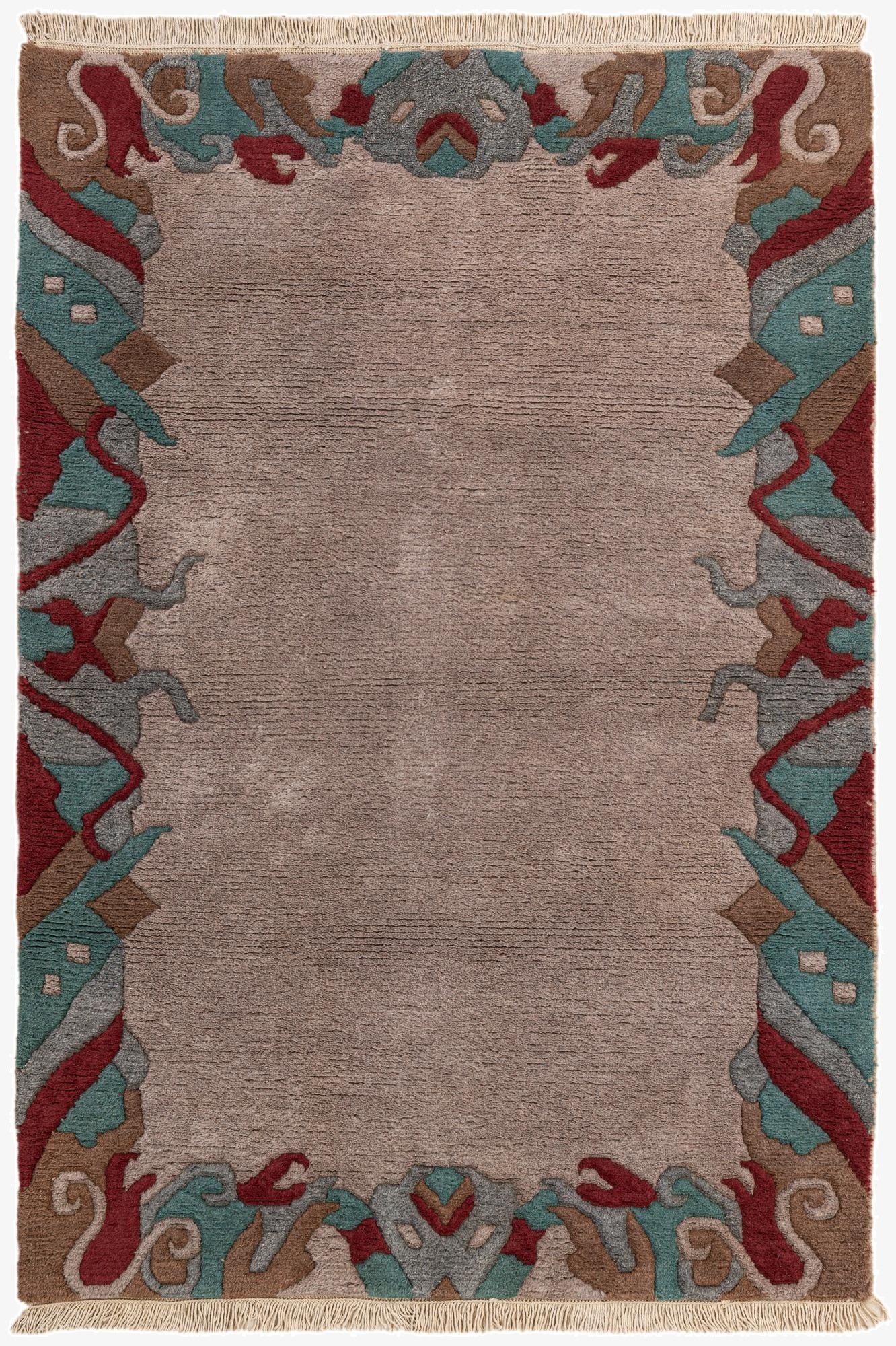  4' 1 x 5' 10  Hand Knotted Tibet Wool Rug