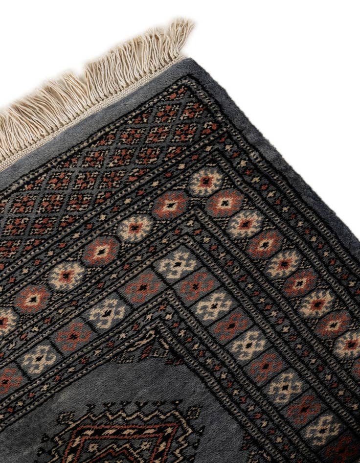 Detail image of  4' 3 x 6' 8  Hand Knotted Torkaman Persian Wool Rug