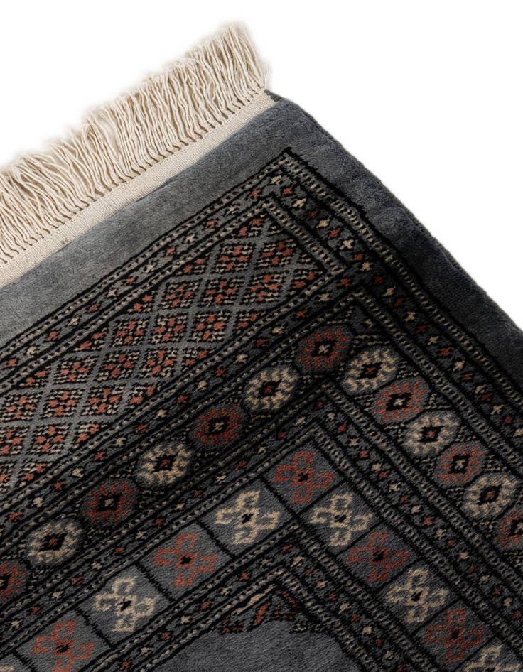 Detail image of  4' 2 x 6' 3  Hand Knotted Torkaman Persian Wool Rug