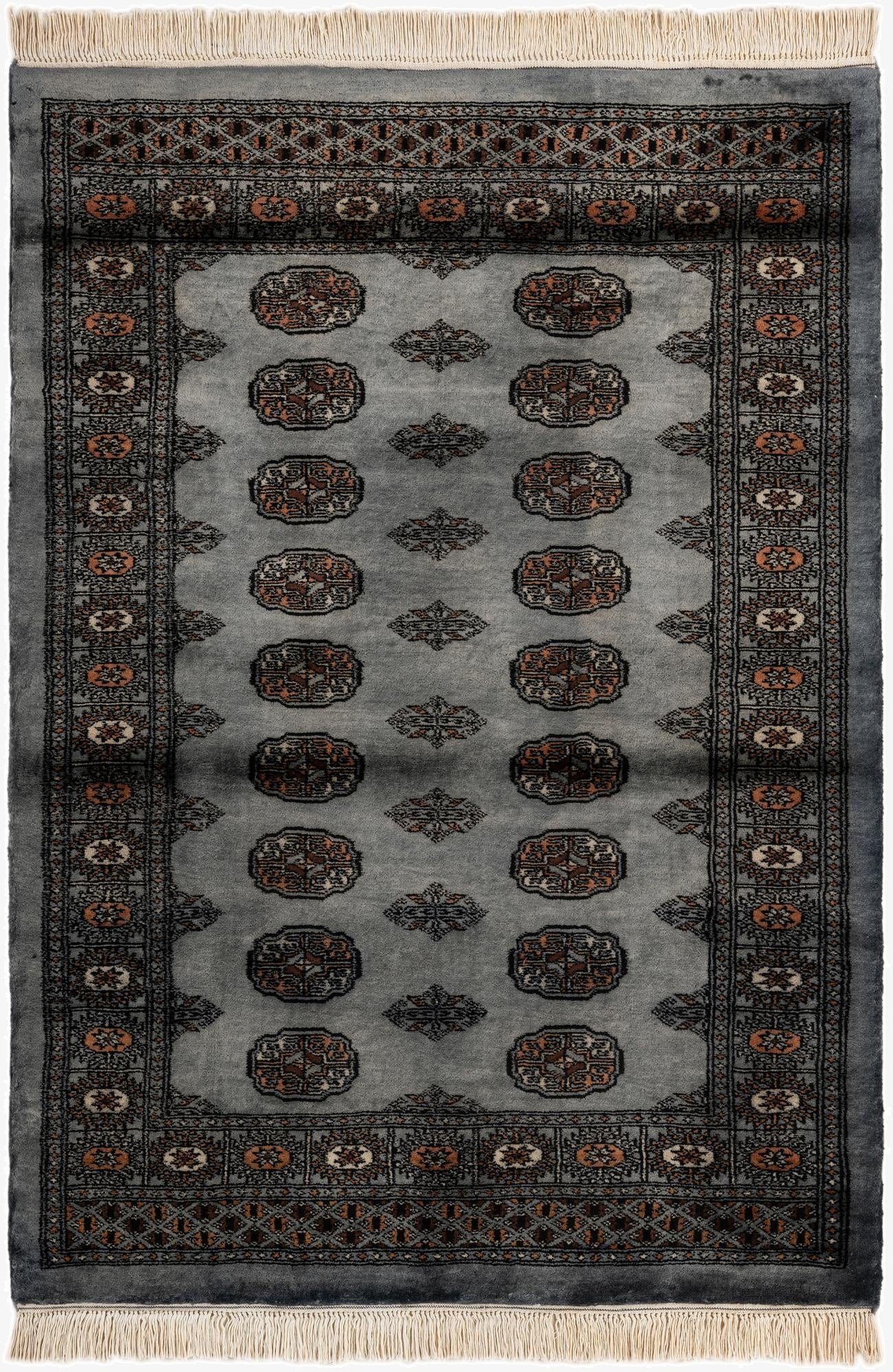  4' 3 x 6'  Hand Knotted Torkaman Persian Wool Rug
