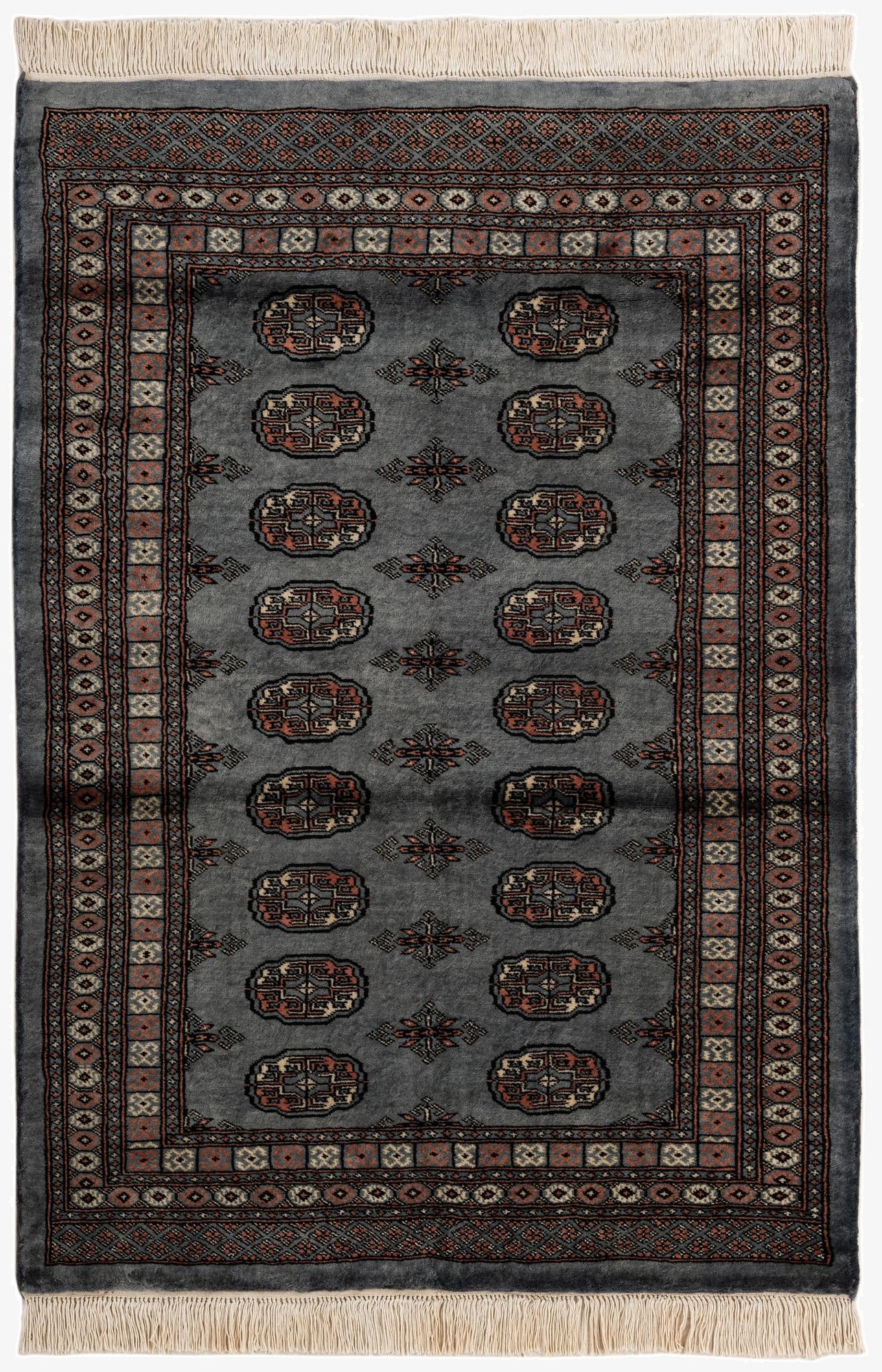  4' 3 x 5' 11  Hand Knotted Torkaman Persian Wool Rug