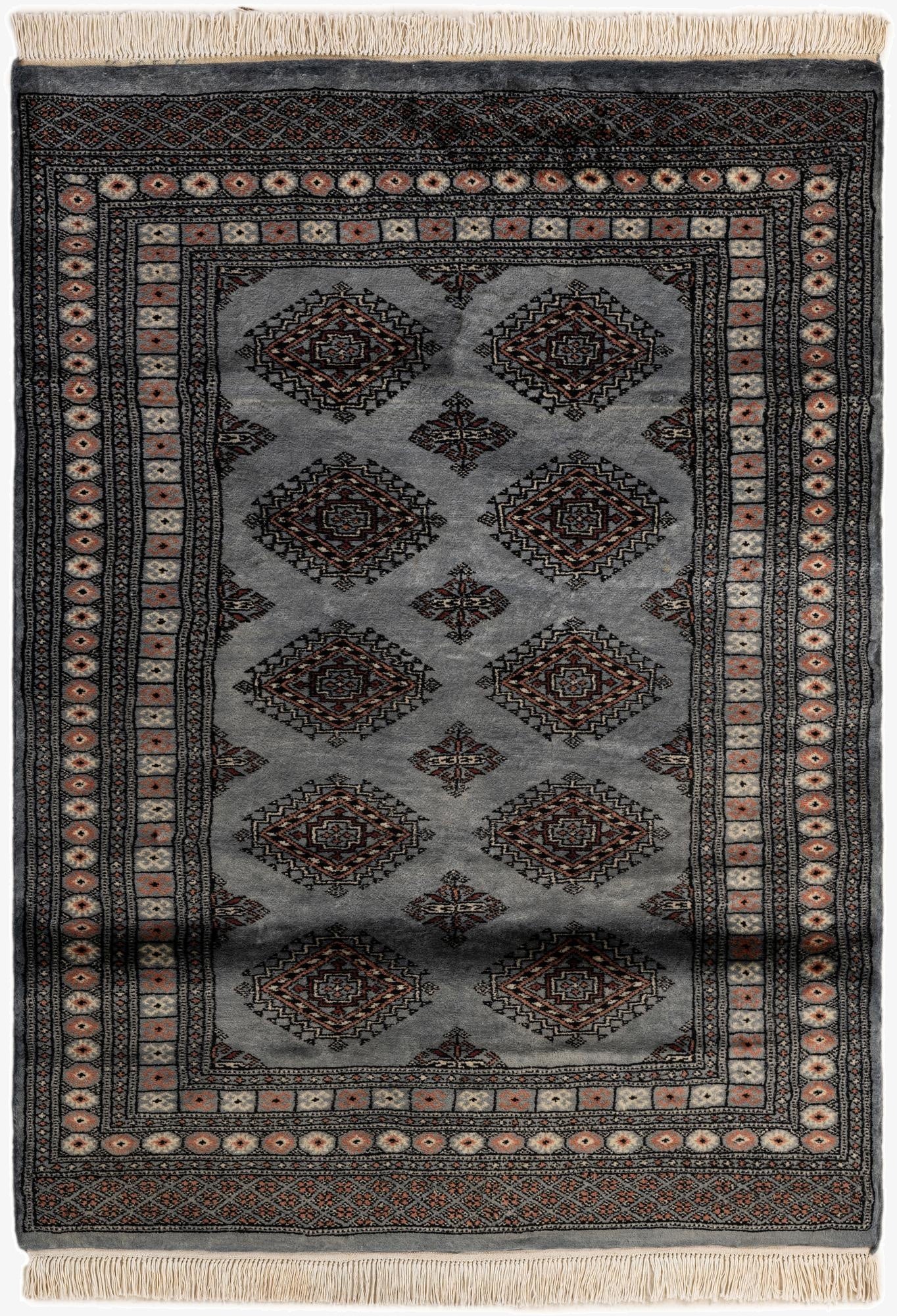  4' 2 x 5' 9  Hand Knotted Torkaman Persian Wool Rug