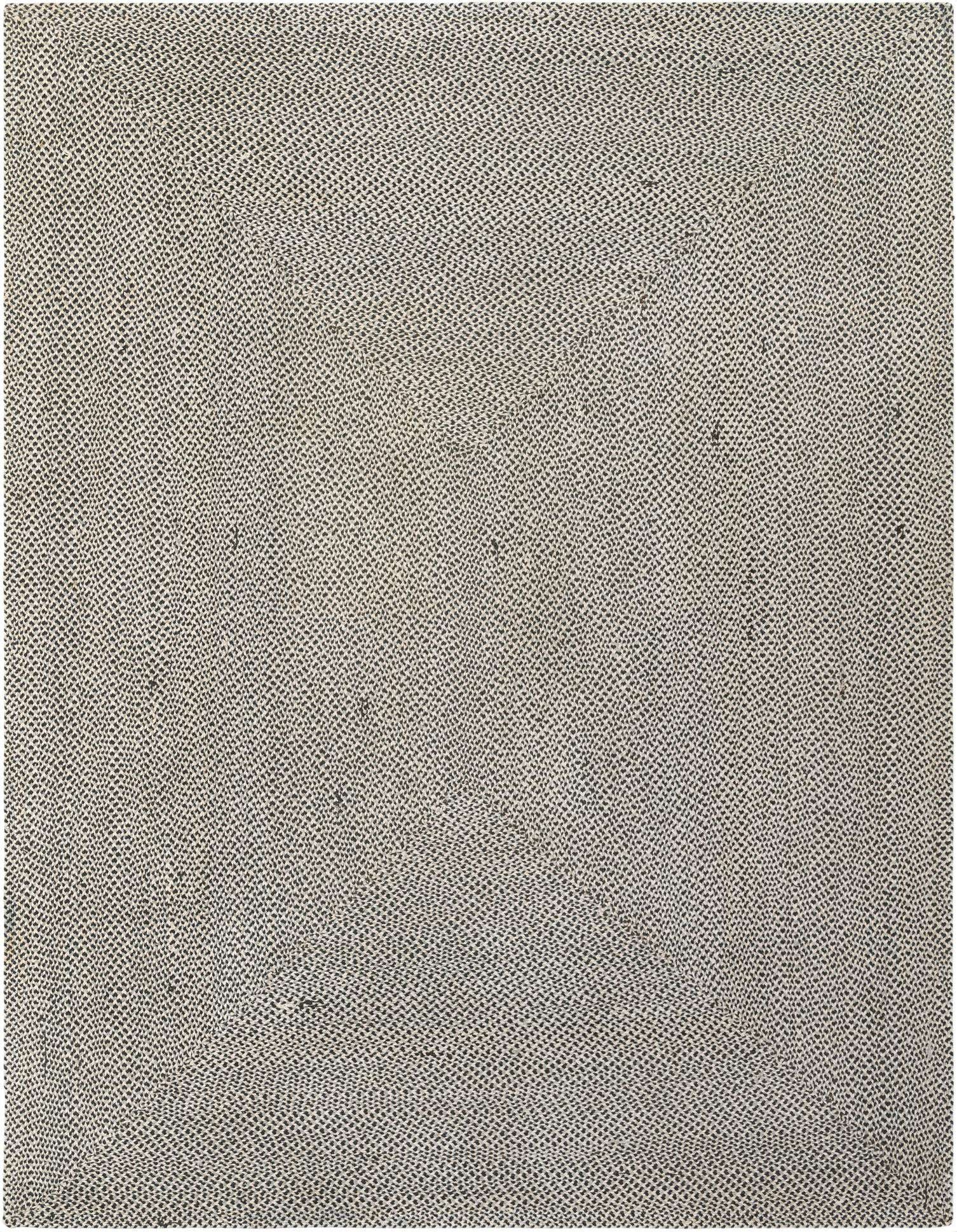 A 9x12 rectangular gray modern jute area rug with a subtle braided texture, suitable for a living room.